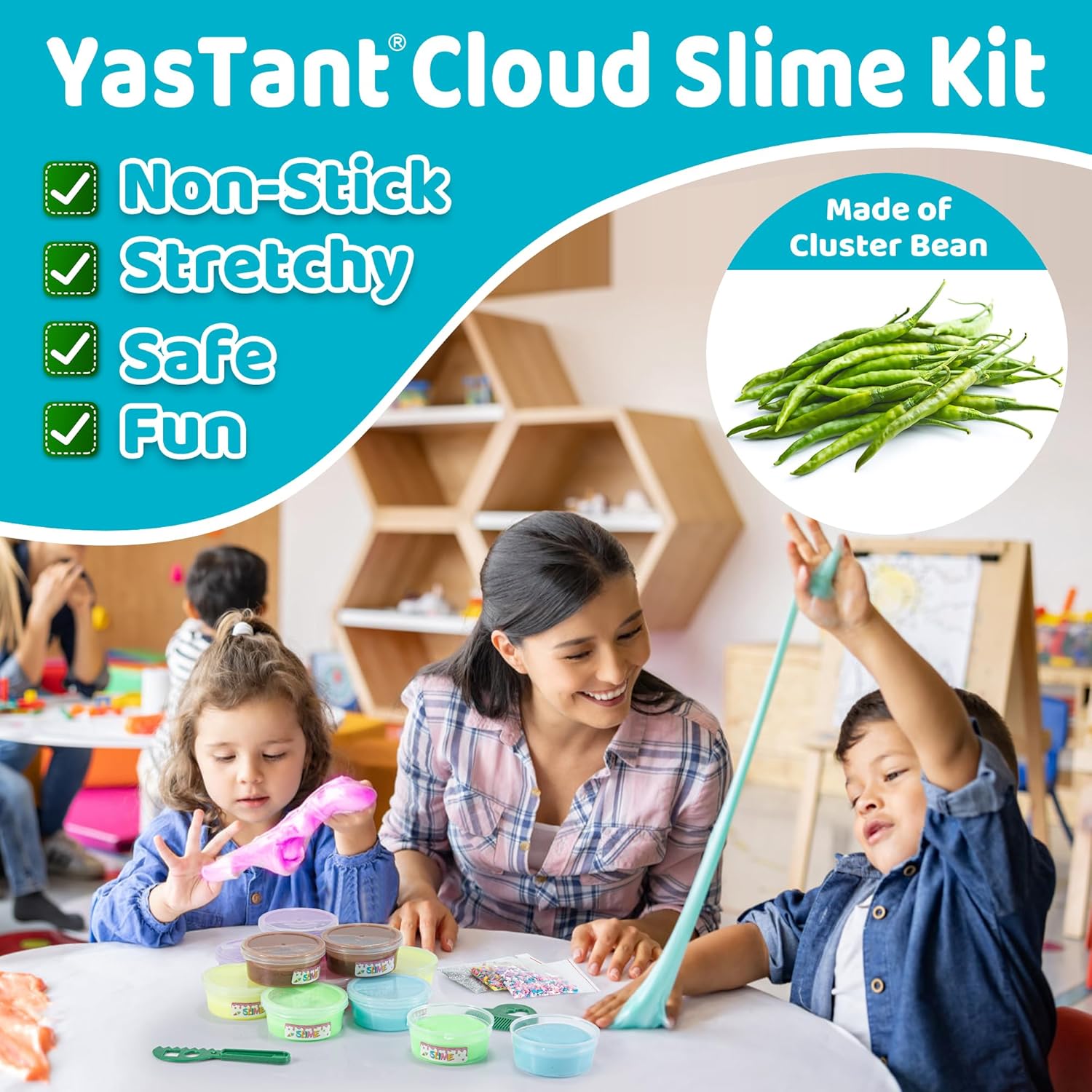 Thumbnail 1 de YasTant Slime Kit for Kids (Pack of 6) — Safe, Fluffy Butter Slime for Stress Relief and Creative Play