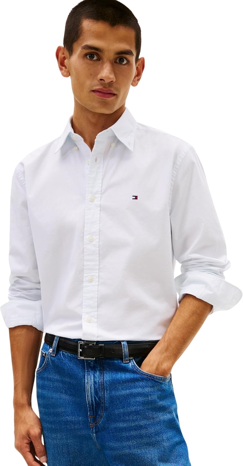 Thumbnail 6 de Tommy Hilfiger Men's Flex Poplin Fake Solid RF Shirt (MW0MW41711) – Long Sleeve, Pack of 1