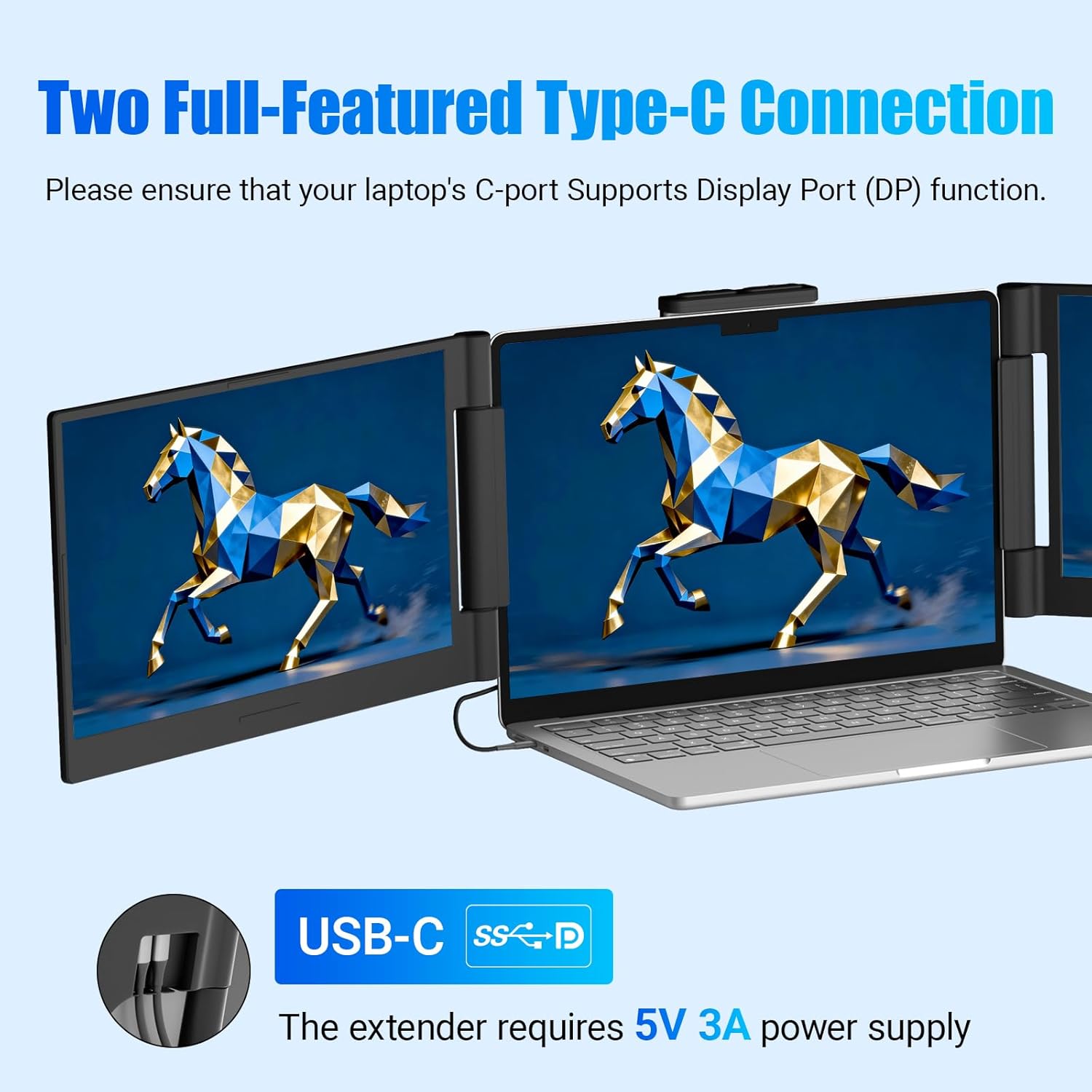 Thumbnail 5 de Funhill 14-inch Laptop Screen Extender (1080P IPS, Triple Portable Monitor) for 13–17.3" Laptops