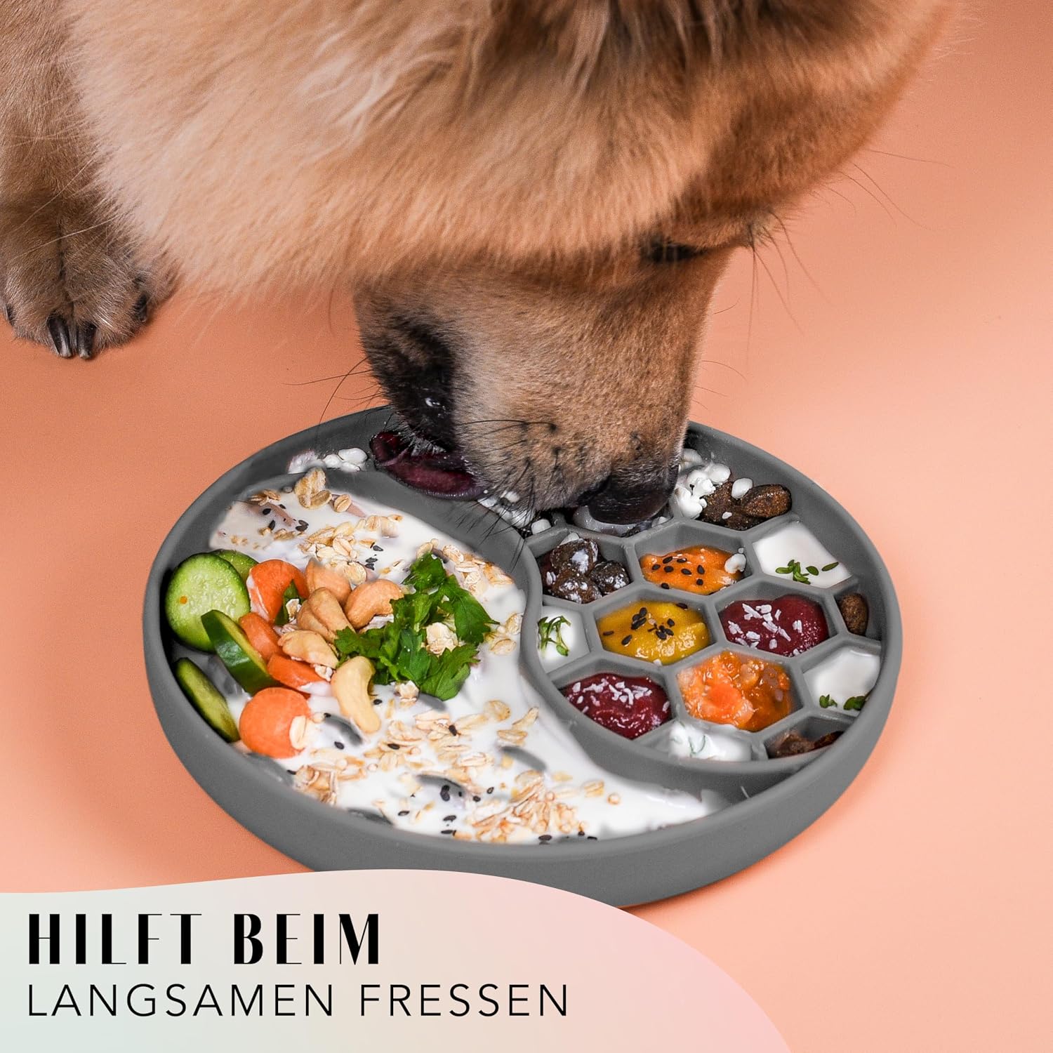 Thumbnail 6 de ne&no® Anti Schling Napf für Hunde und Katzen (Slow Feeder) – Lickmatte mit großem Saugnapf, Graphite Grey