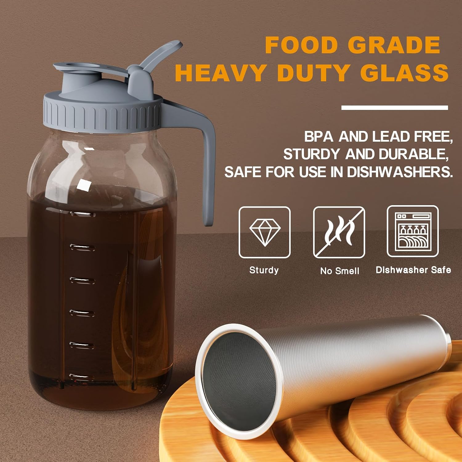 Detalle 2 de JunVpic 64oz Cold Brew Pitcher with Ultra-Fine Stainless Steel Filter
