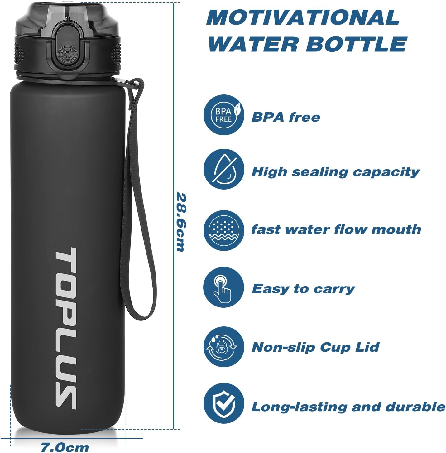 Thumbnail 2 de TOPLUS 1L BPA-Free Tritan Sports Water Bottle