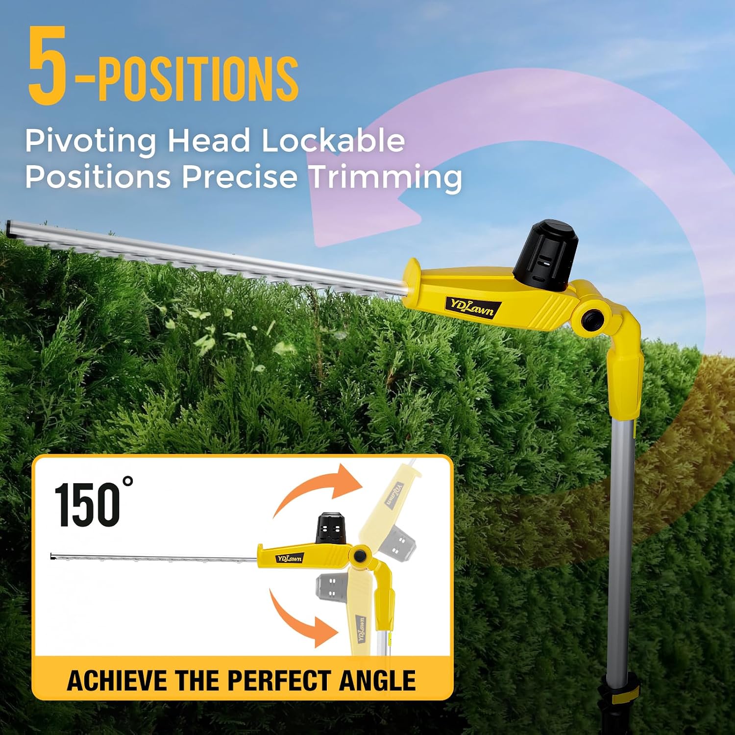 Detalle 2 de YDLawn 2503 20V Cordless Pole Hedge Trimmer, 15-Ft Reach, 22-Inch Blades