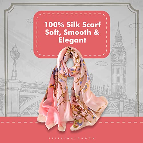 Detalle de Trillion London Silk Scarf – Birthday Gift for Women, Designer Lightweight Printed Silk
