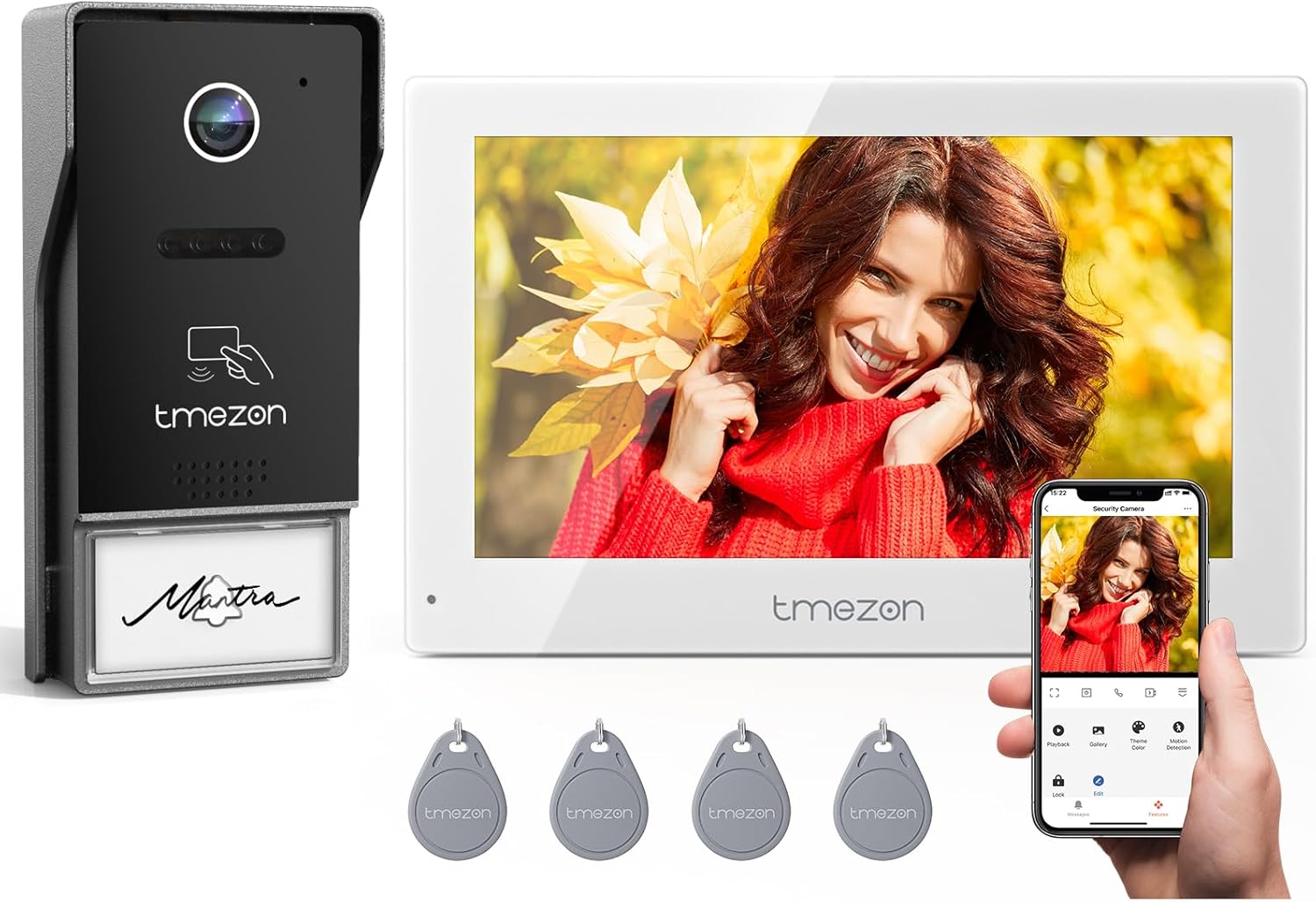 Detalle de TMEZON Y73 Videocitofono Smart WiFi 2 Fili 7" TFT + Campanello IP65 con Telecamera 1080P – RFID, Movimento Umano, Controllo Remoto