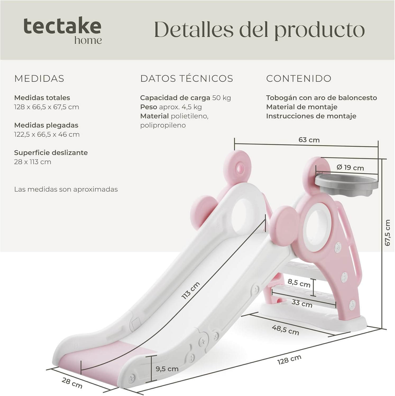 Thumbnail 5 de tectake® Tobogán Plegable con Canasta y Escalada Infantil 🛝