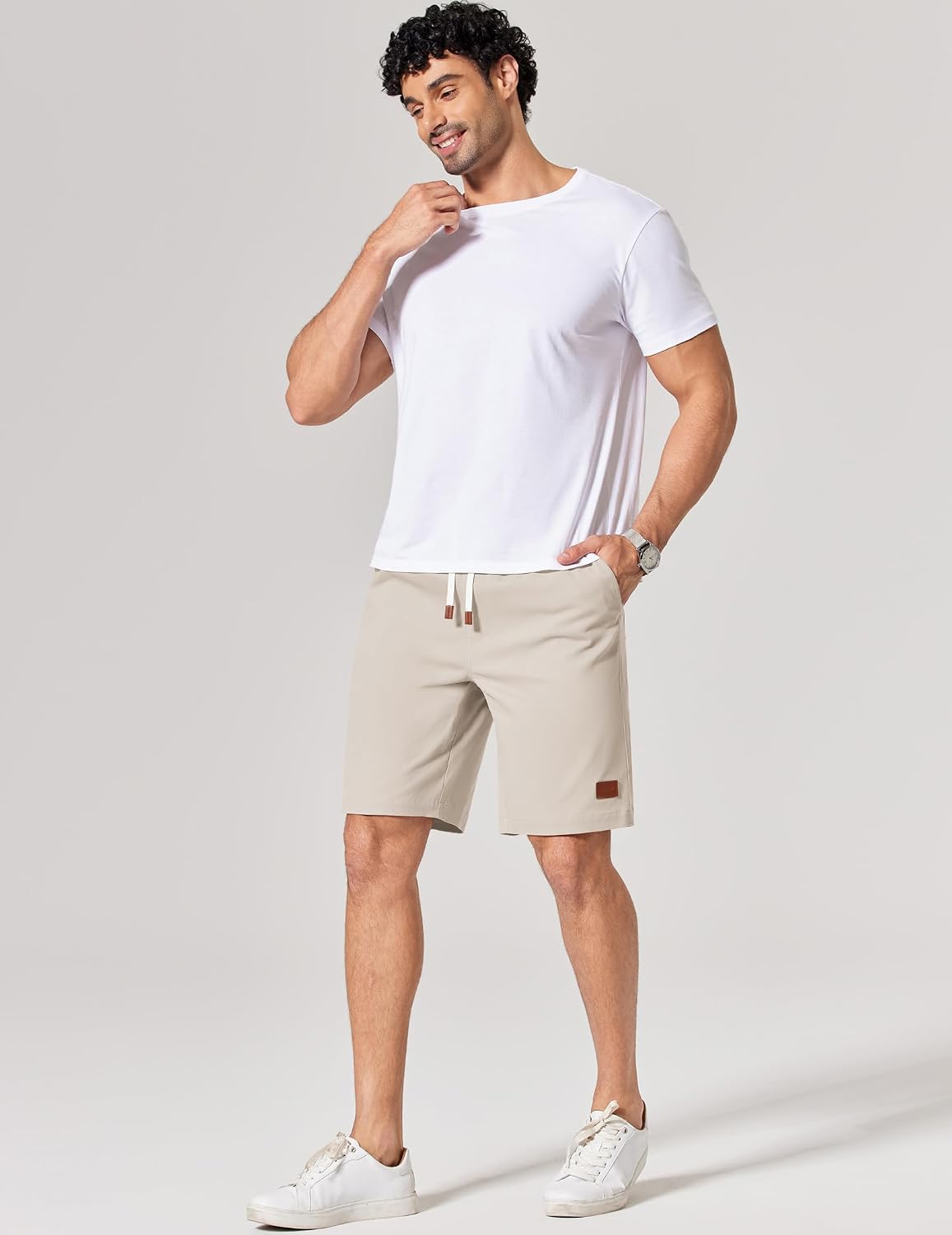 Detalle de COOFANDY Men's Cotton Chino Shorts 9 Inch: Relaxed, Breathable Summer Short with Pockets