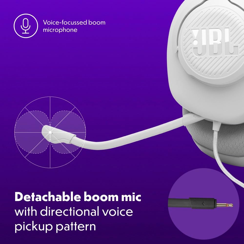 Thumbnail 3 de JBL Quantum 100M2 White Gaming Headset with Memory Foam Cushions and 3.5 mm Jack