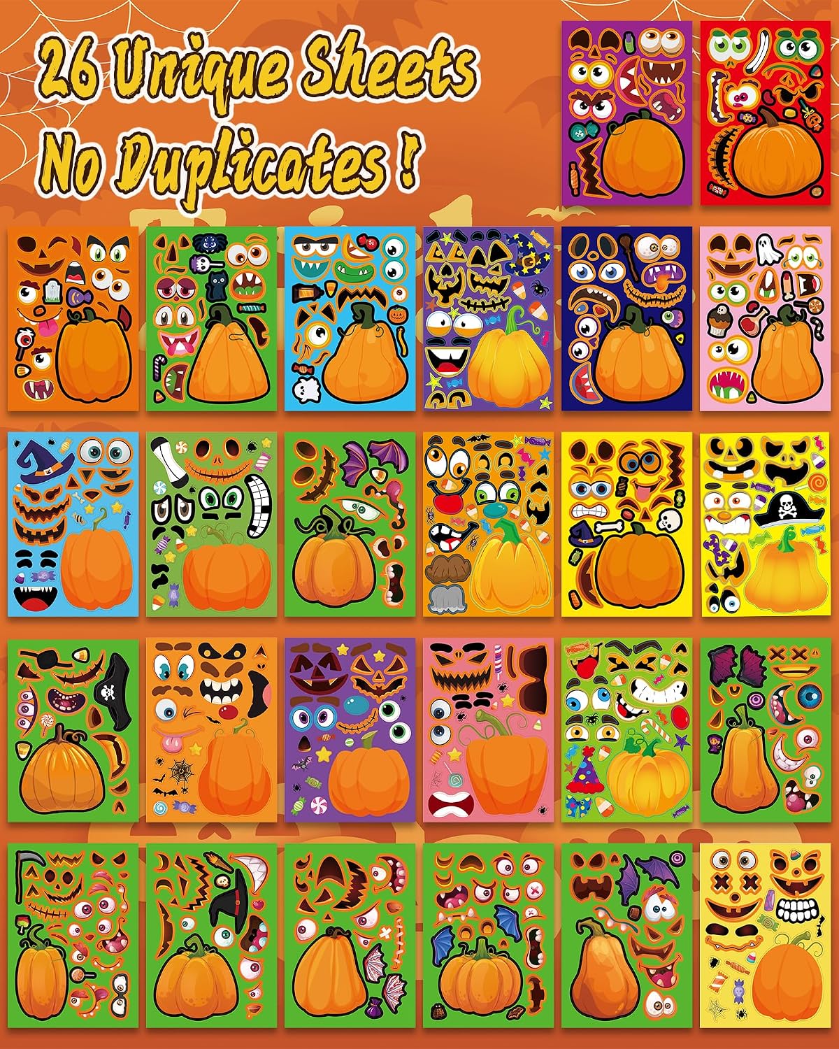 Thumbnail 5 de ACCUEILL Halloween Pumpkin Stickers, 26 Sheets