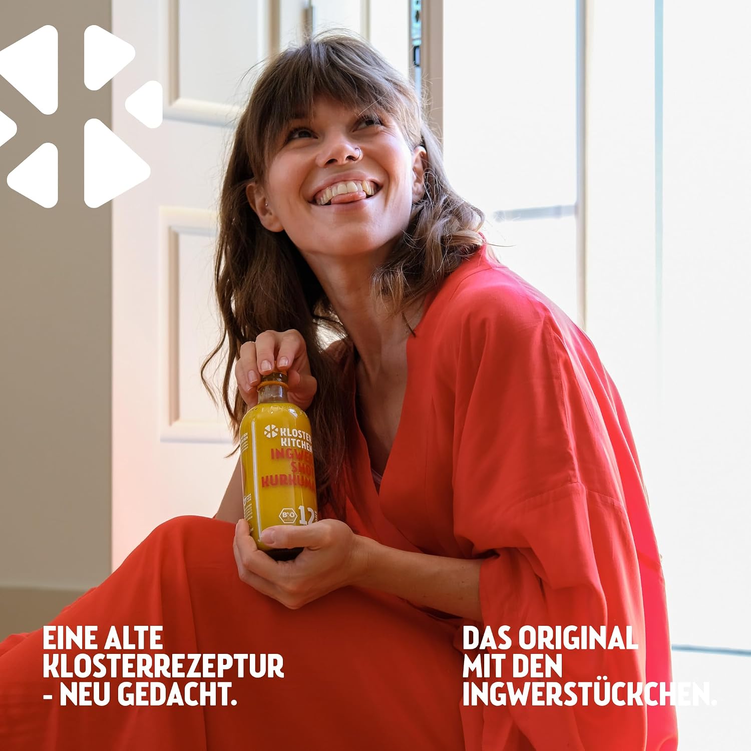 Detalle de Kloster Kitchen Bio Ingwer Shot Kurkuma (12 Shots) in Glasflasche – vegan, ohne Zusatzstoffe