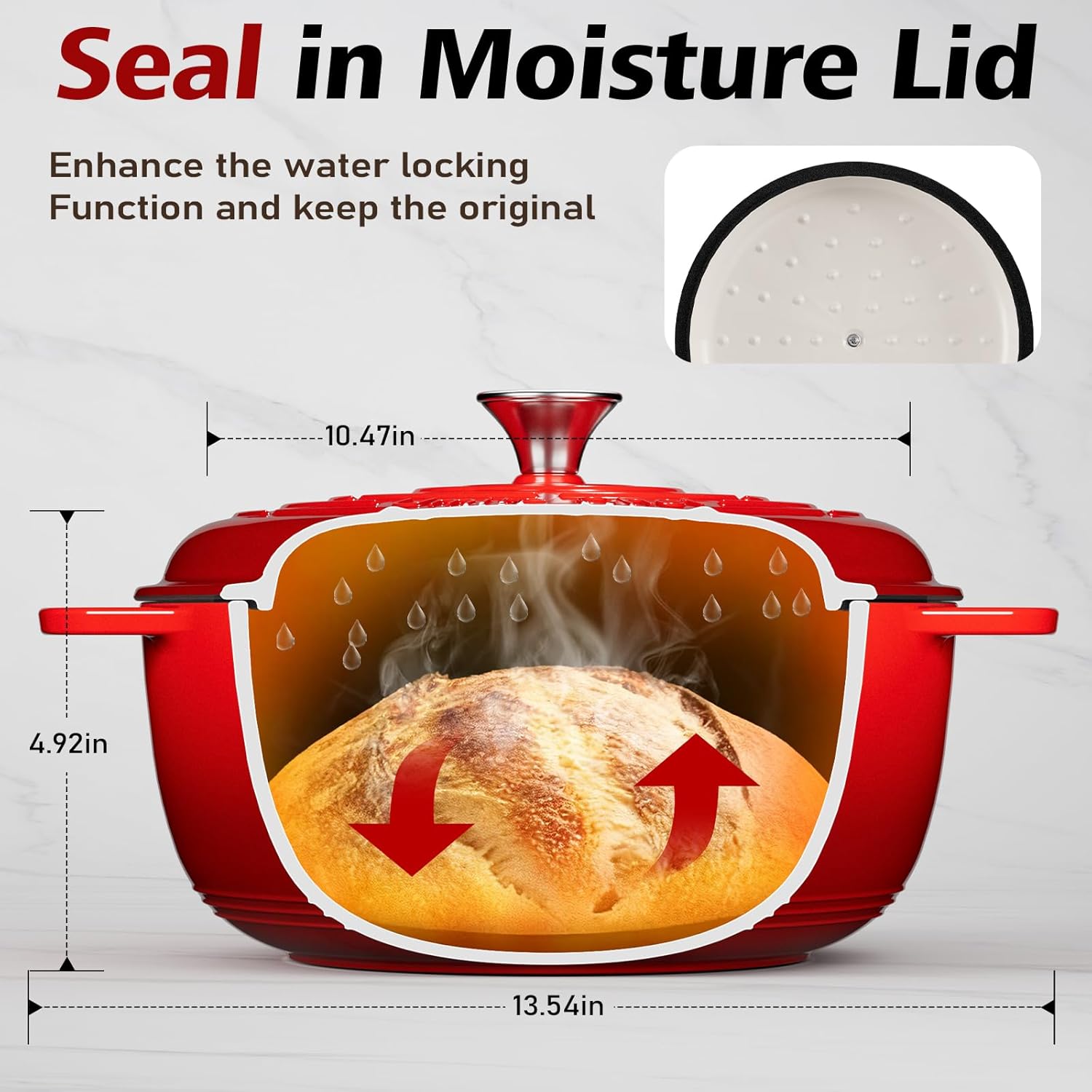 Thumbnail 3 de Umite Chef 6QT Enameled Cast Iron Dutch Oven with Lid (Red) — Oven & Stovetop Safe