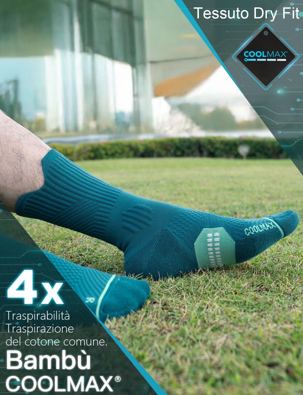 Thumbnail 2 de Juclise Bambù Coolmax Compressione Sportivi Calzini Uomo: antivesciche per allenamento e trekking