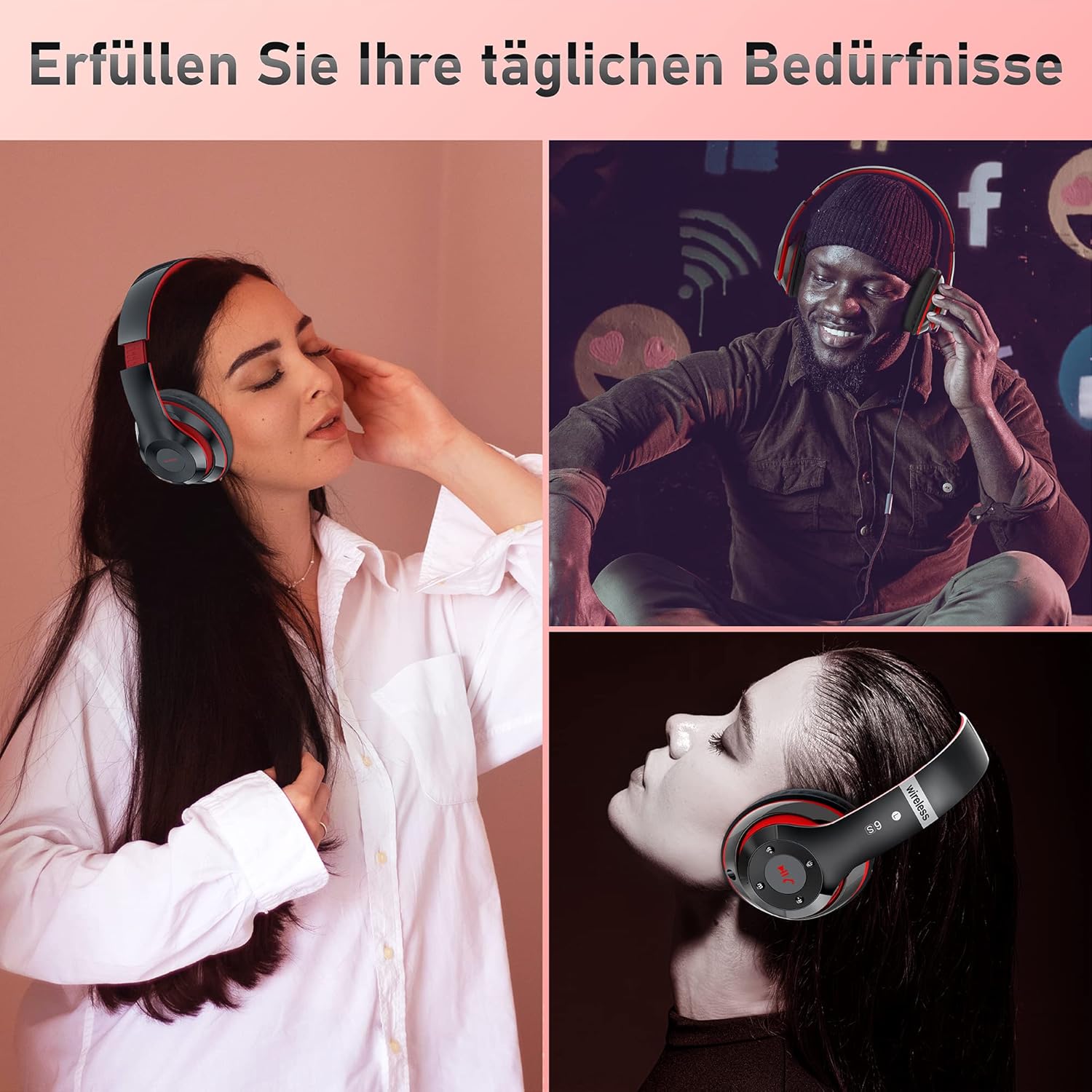Thumbnail 5 de Lankey Sound Kabellose Over-Ear-Kopfhörer mit 6 EQ-Modi und langem Akku – Bluetooth 5.3
