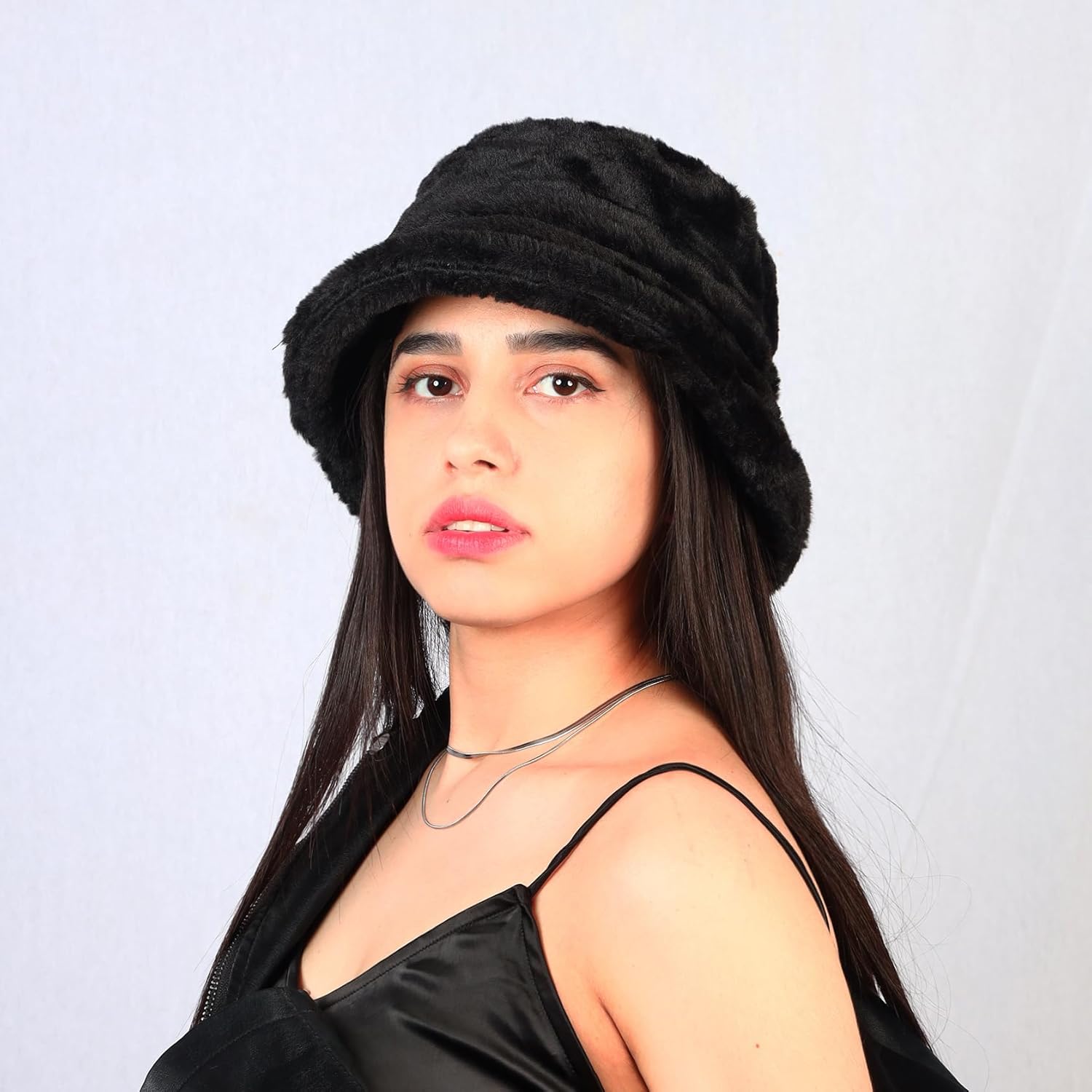 Thumbnail 2 de Eigso Unisex Fuzzy Eimerhut aus Kunstfell (Plüsch), schwarz – Vintage-Winter-Bucket-Hat für Damen & Herren