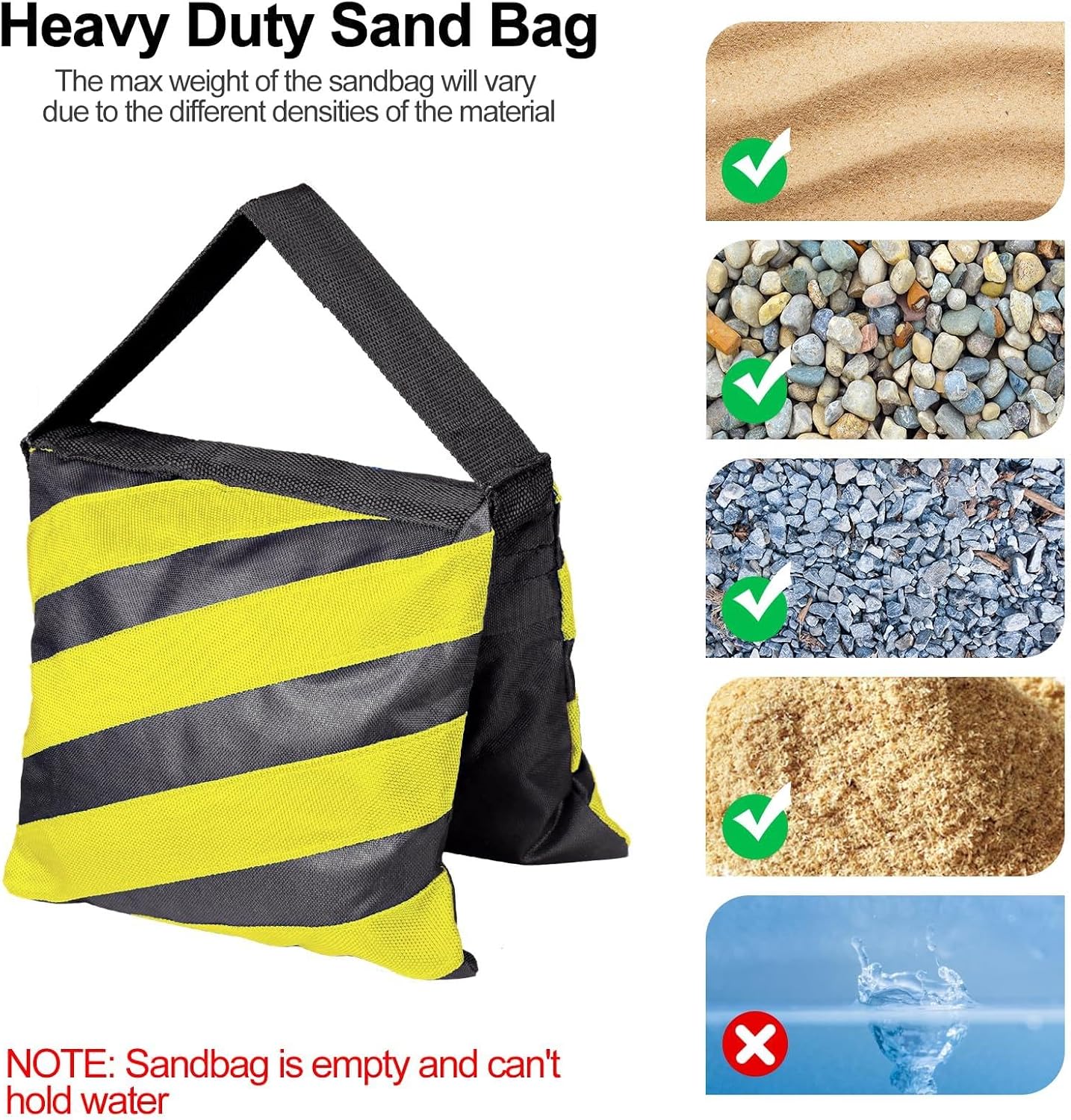 Thumbnail 5 de EMART Heavy Duty Sandbags (8 Pack) – Weight Bags for Photography, Light Stands & Tripods, Yellow & Black