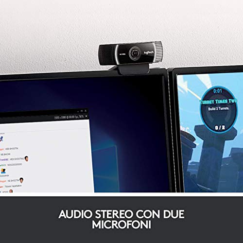 Detalle 2 de Logitech C922 Pro Stream Webcam: streaming Full HD con audio stereo e montaggio flessibile