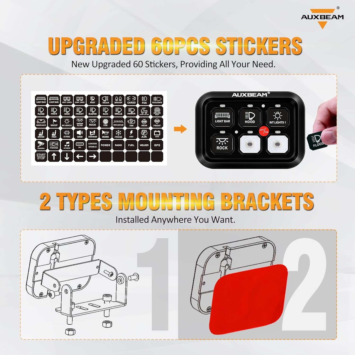 Thumbnail 5 de Auxbeam BC60 6-gang switch panel for vehicle