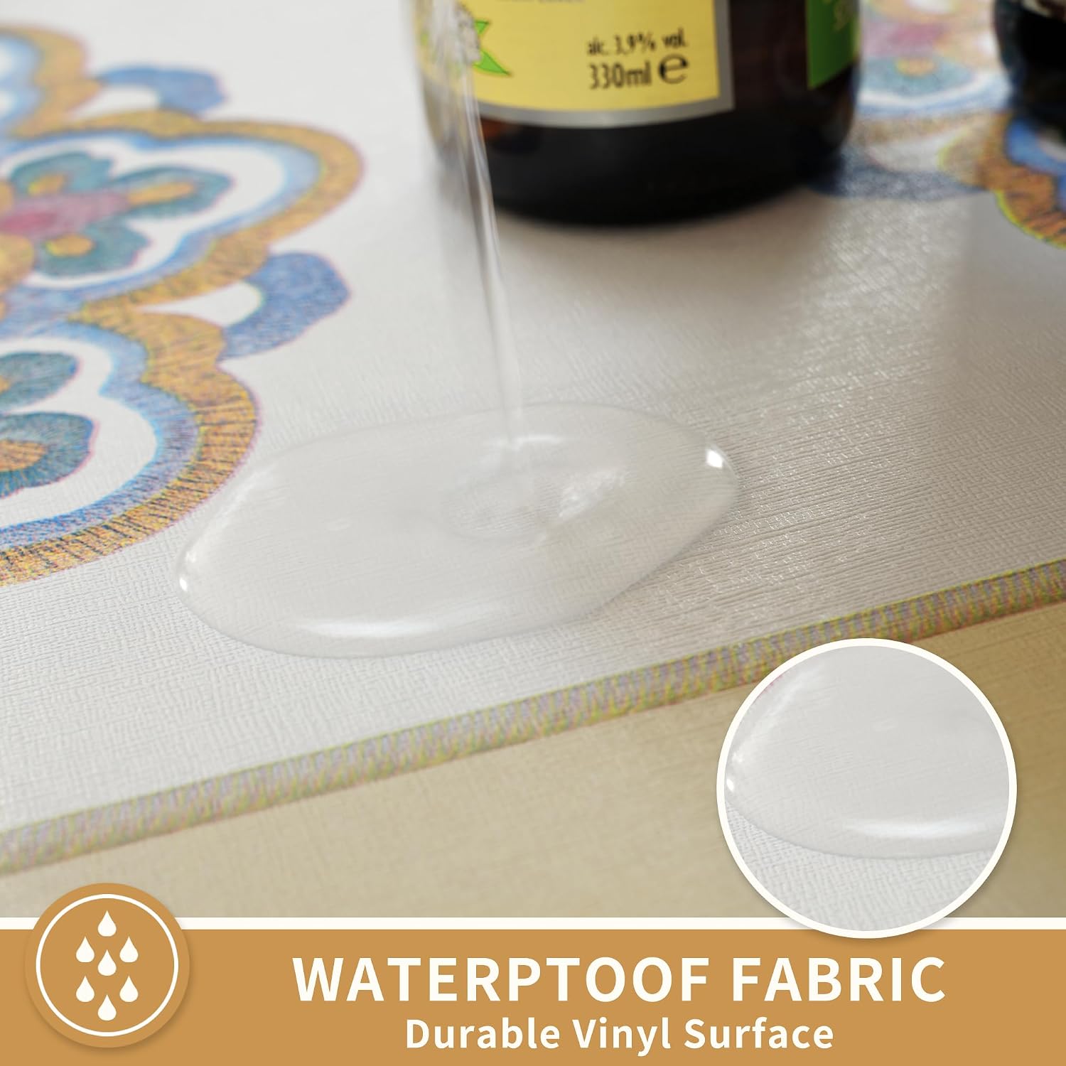 Detalle 2 de HOMOHEINI Vinyl Tablecloth, 52 x 70 Inches