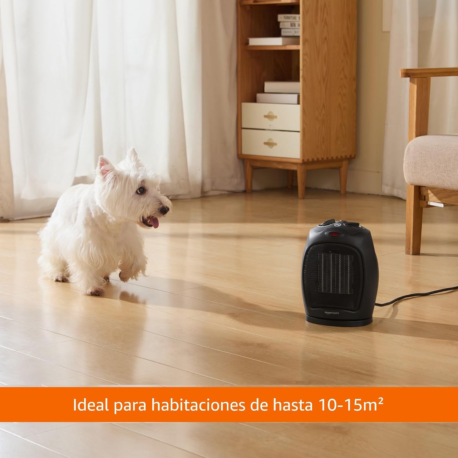 Detalle 2 de Amazon Basics Calefactor cerámico oscilante, 1800 W, negro y con termostato