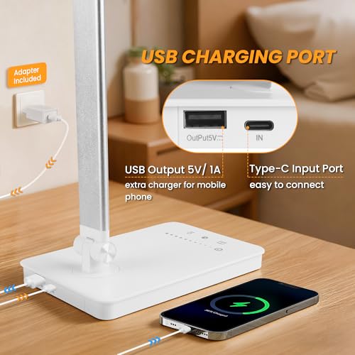 Detalle de Akynite Lampara Escritorio LED 42 LED con USB-C, 5 Colores y 10 Intensidades