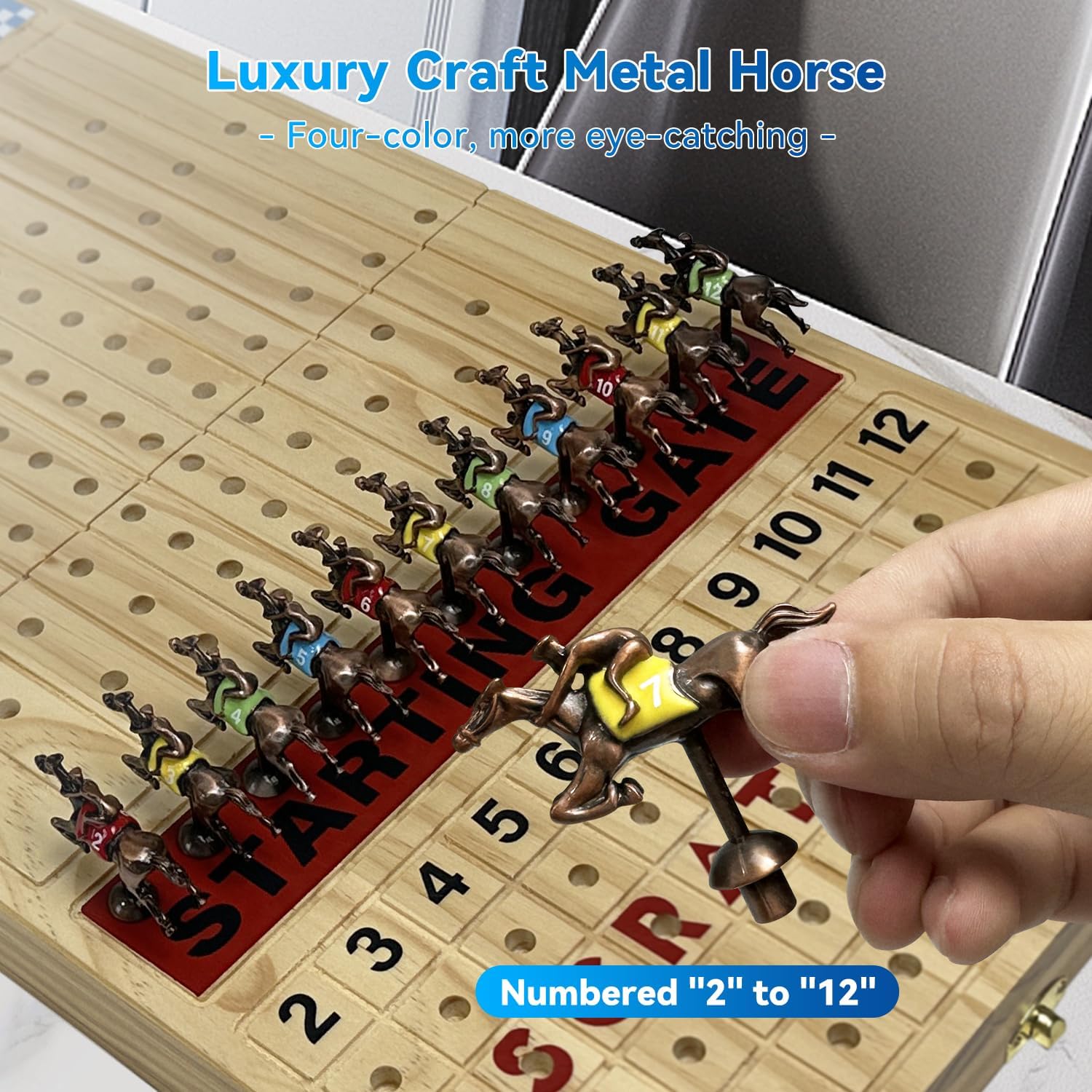 Detalle de Large 23-inch Horse Racing Board Game with 11 Horses 🎲