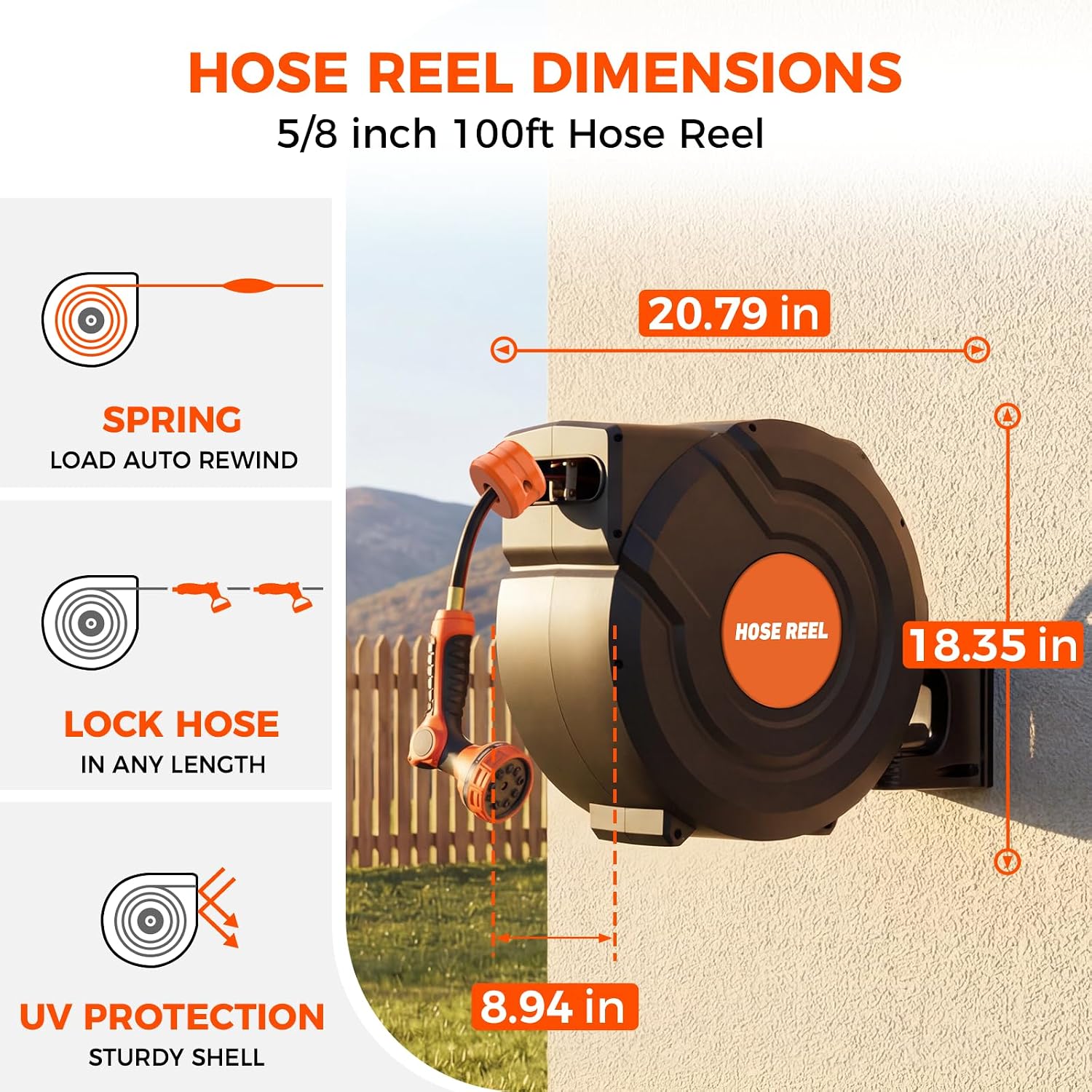 Detalle de Retractable Garden Hose Reel, 100 ft