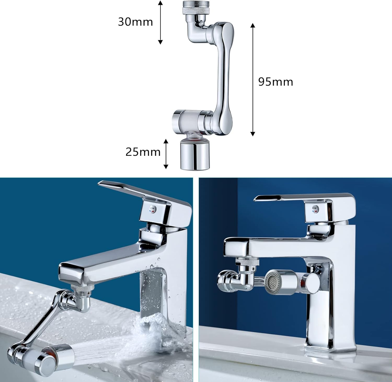 Detalle 2 de Drehbarer Wasserhahn Aufsatz 1080 Grad mit Filter