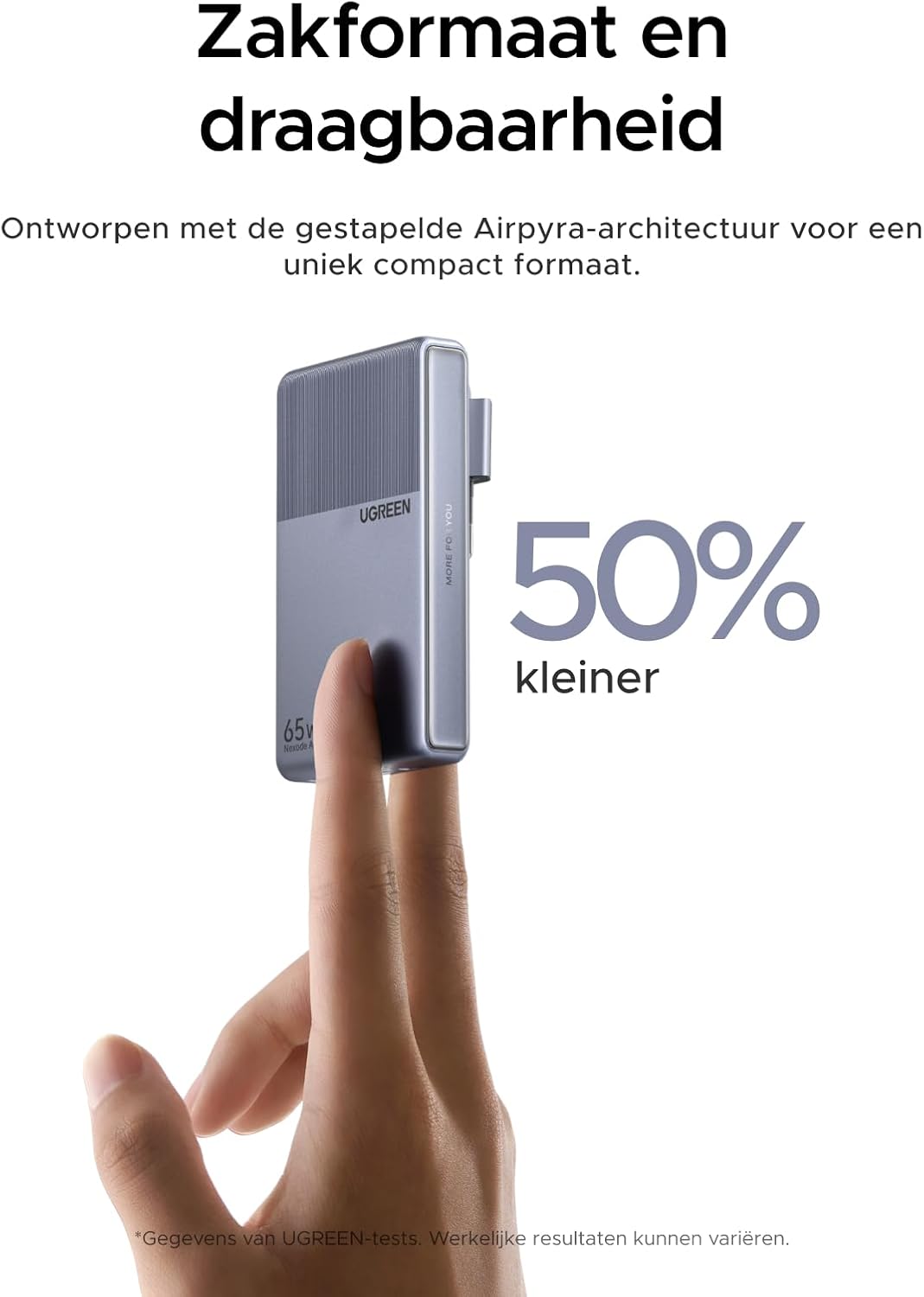 Thumbnail 1 de UGREEN USB-C-oplader 65W, 1,45 cm dun met 3 poorten en inklapbare stekker