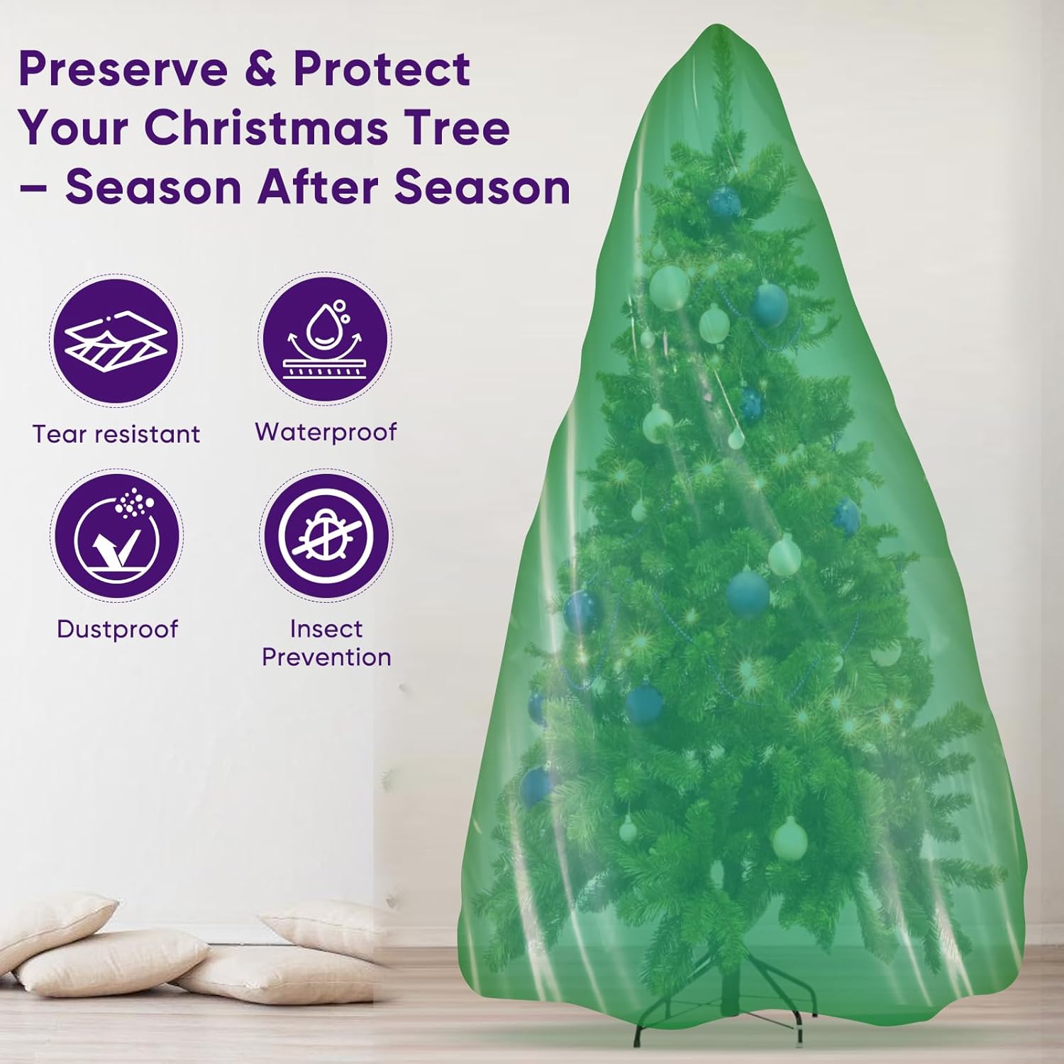 Detalle 2 de CHUPER Green Upright Christmas Tree Storage Bag 9ft ๐