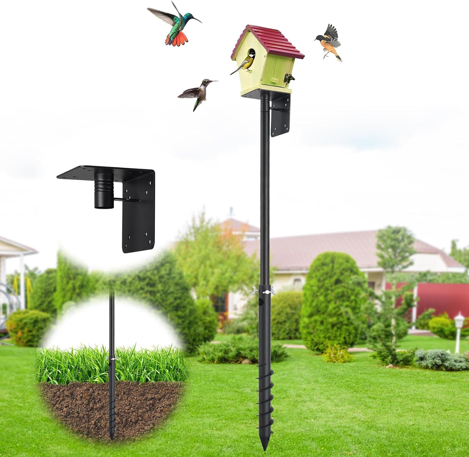 Detalle de DEROFIT 25niaowoZJ-DZK-MSH-7jie Bird Feeder Pole Kit, 88" Adjustable