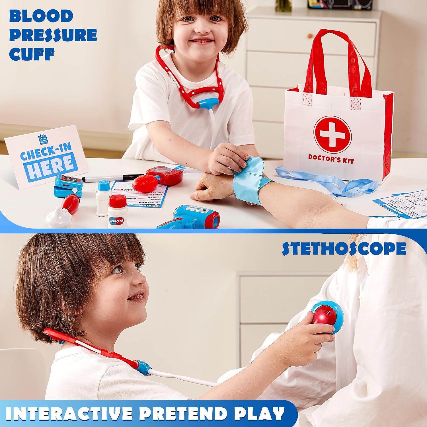 Detalle 2 de Play-Act Doctors Set for Kids: 16-Piece Role Play Kit with Bag