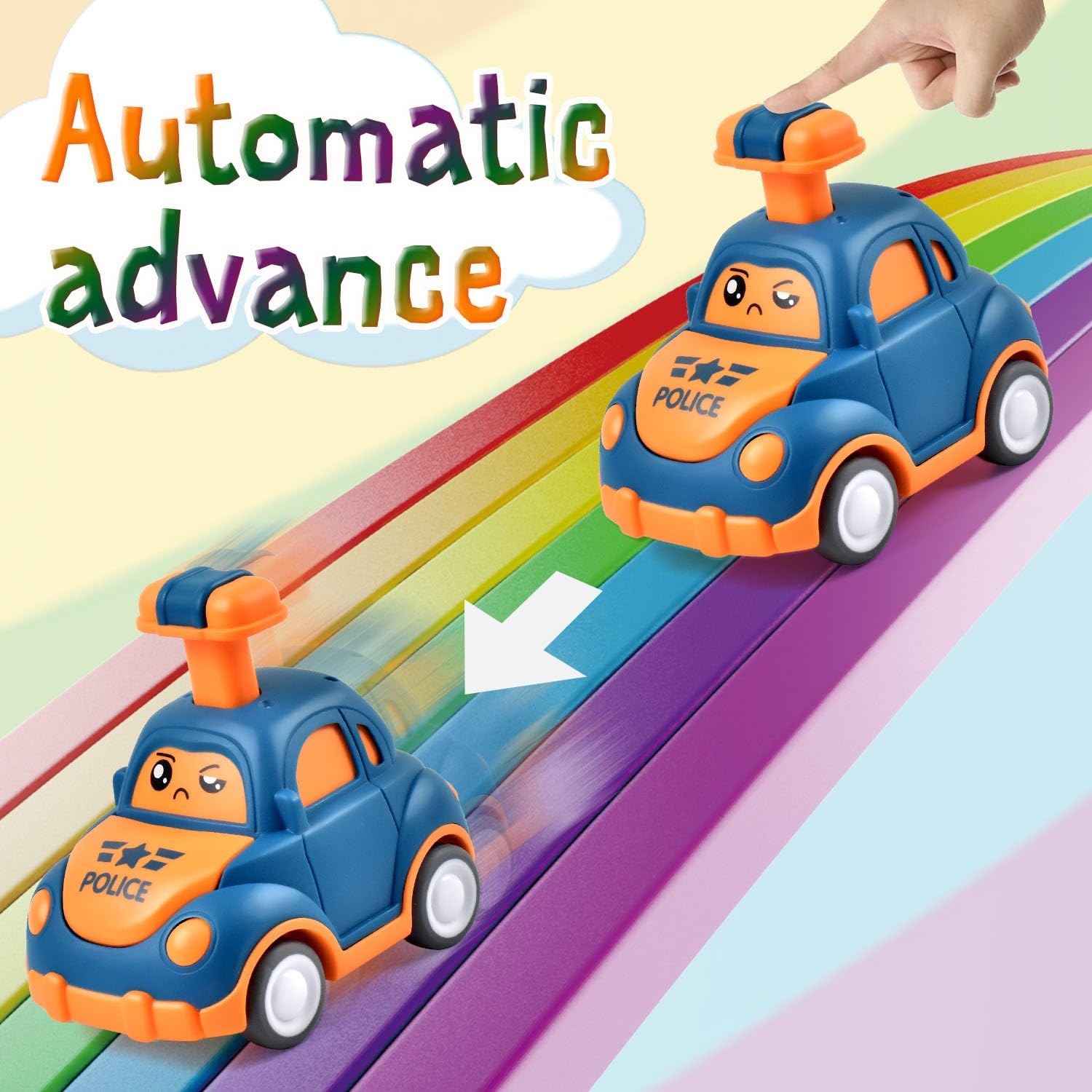 Detalle de Tuko Cartoon Car Toys 4-Pack for 3+ Years – Durable Play Vehicles Set
