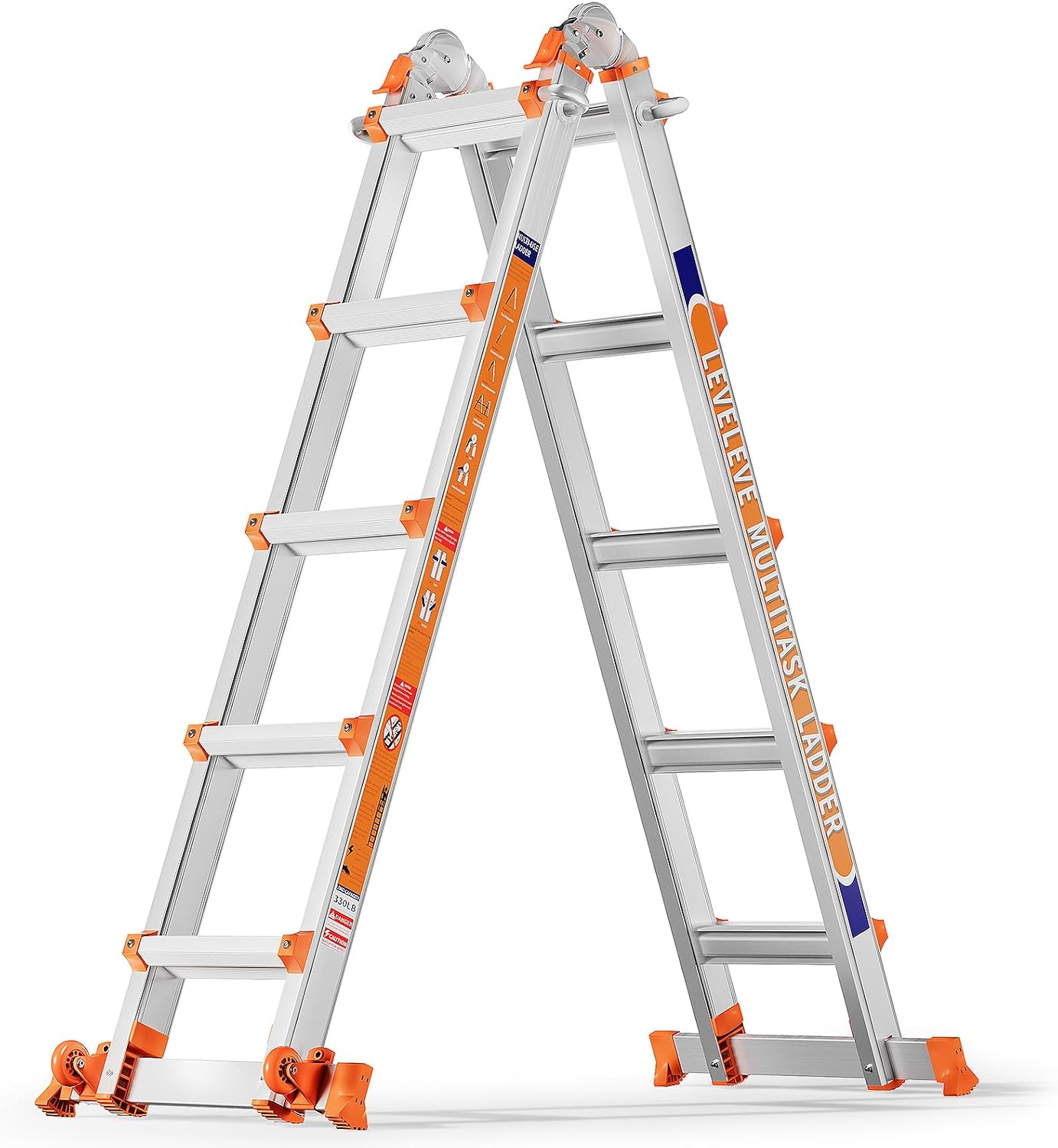 Detalle de LEVELEVE 004 Telescoping A-Frame Ladder, 17-Foot, 330 lb Capacity