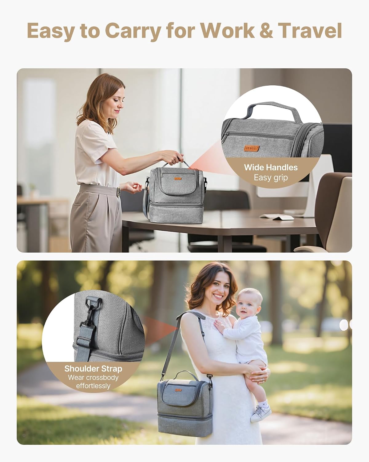 Detalle de VEVOR Breast Pump Bag 11.2 x 7.4 x 10.6 in