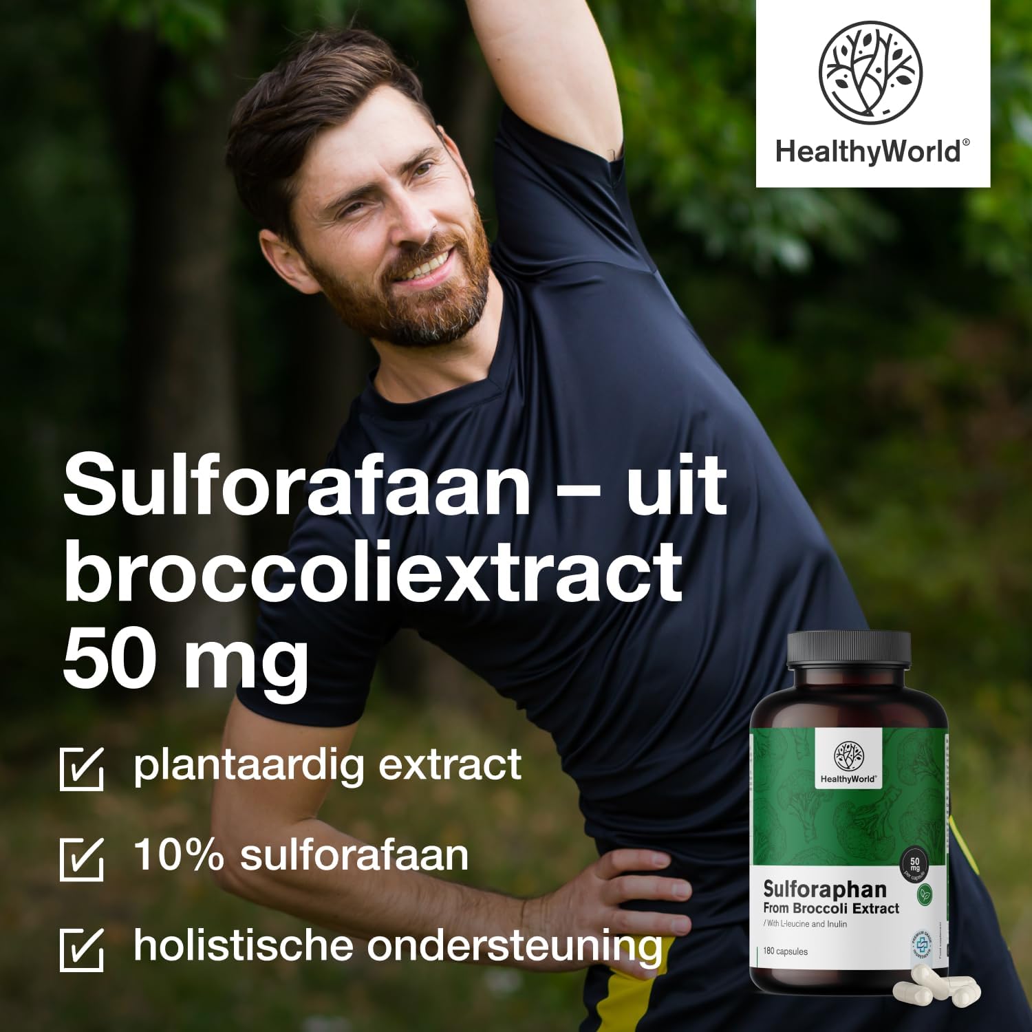 Thumbnail 2 de HealthyWorld Sulforafaan 50 mg capsules, 500 mg broccoliextract, 180 stuks
