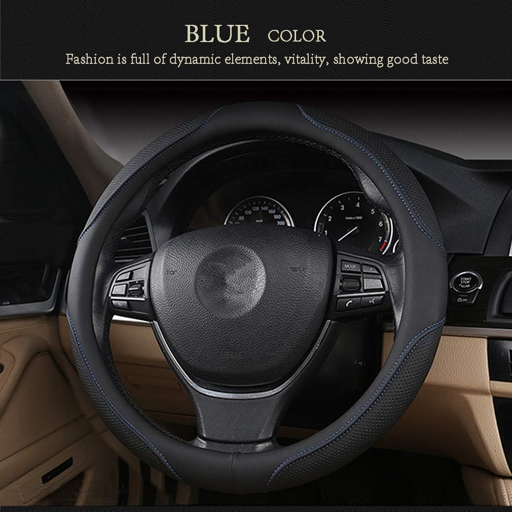 Detalle de Pahajim Steering Wheel Covers Soft Microfiber Leather Look Wheel Sleeve (15 inch) – Black Blue Line
