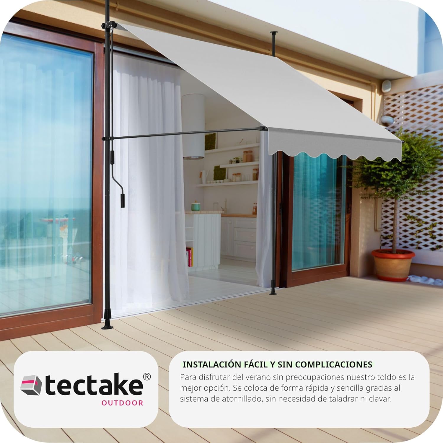 Thumbnail 4 de tectake® Toldo Terraza Manual 150cm, Resistente UV y Agua ☀