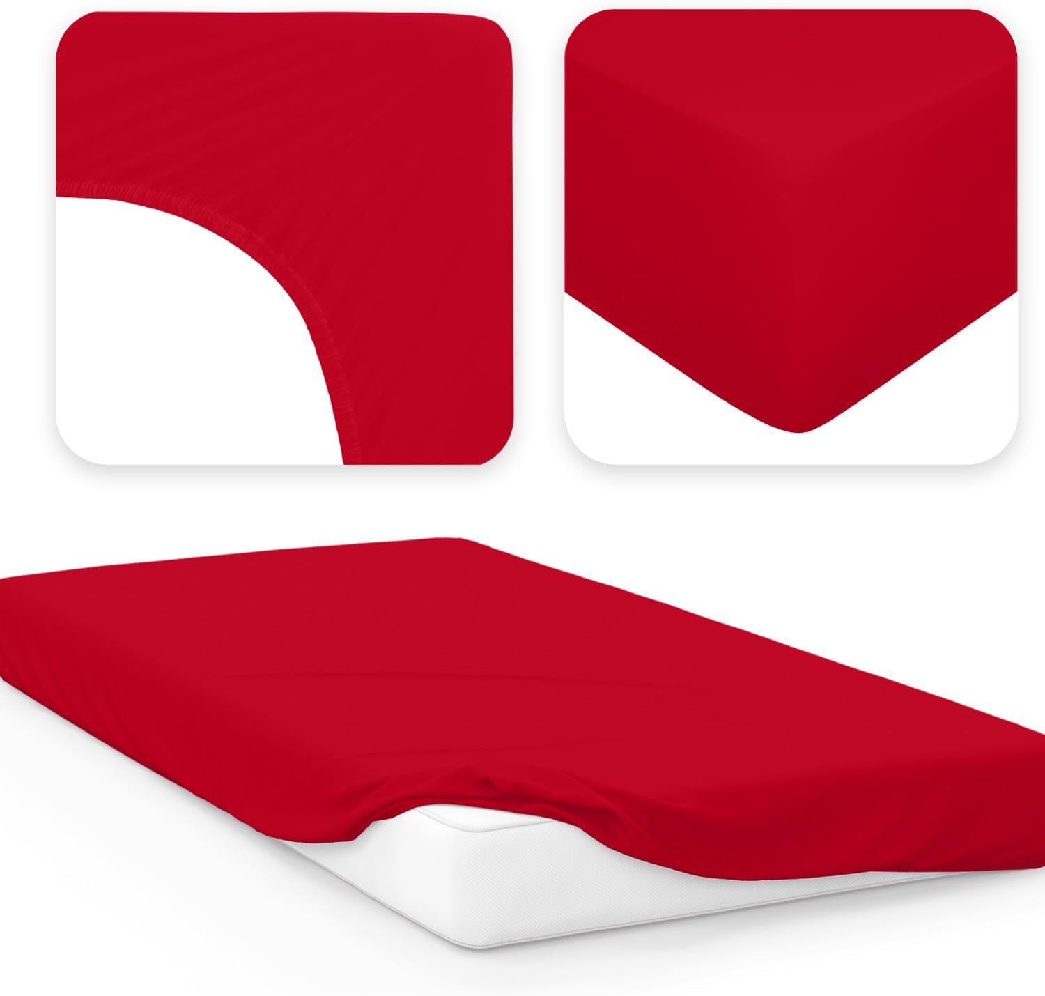 Detalle 2 de Jacobson Jersey-Spannbettlaken aus Baumwolle (60x120–70x140 cm, rot)