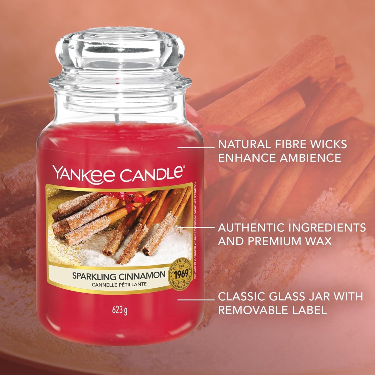 Detalle 2 de Yankee Candle Sparkling Cinnamon Large Jar Candle