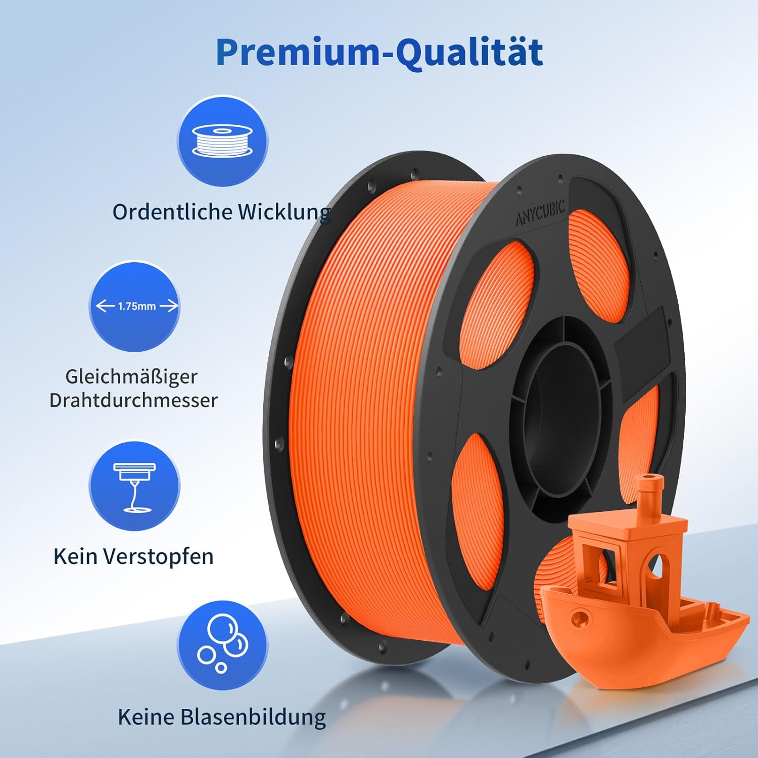 Thumbnail 2 de ANYCUBIC PLA Filament 1,75 mm Refill & Spool Kit (1 kg, Orange) – mit intelligenter Identifikation