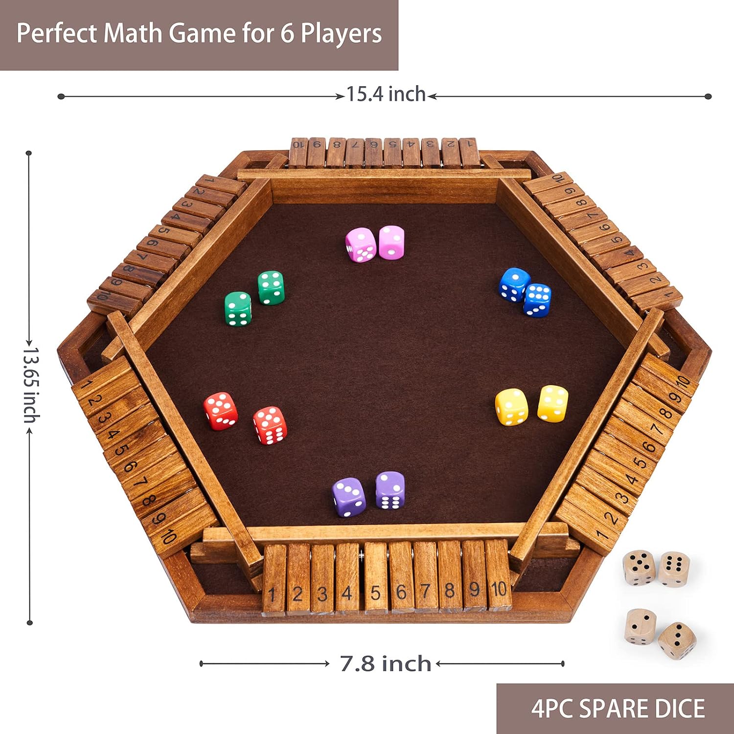 Detalle 2 de VAMSLOVE Shut the Box wooden dice game