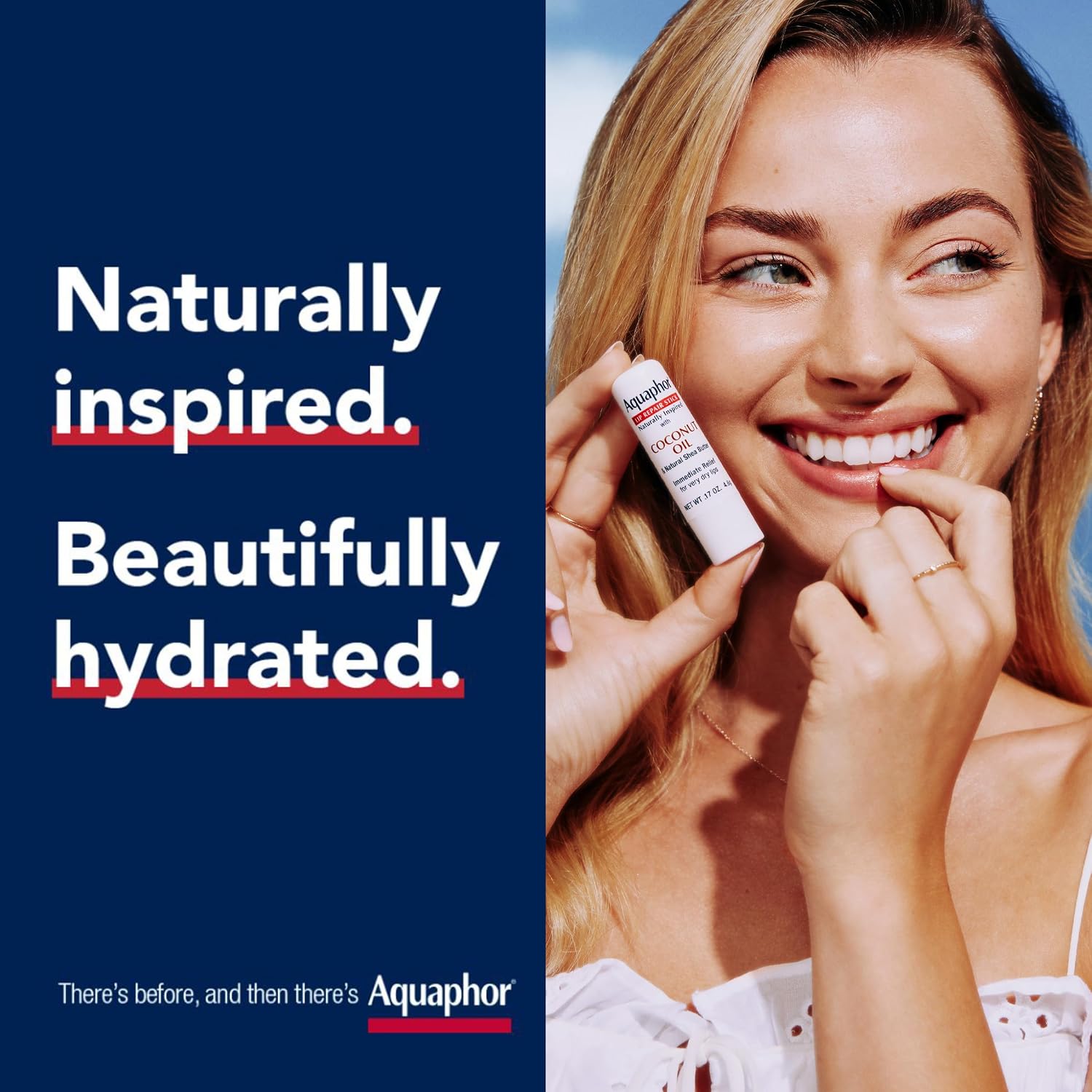 Detalle de Aquaphor Naturally Inspired Lip Repair Stick with Coconut Oil and Shea Butter — 3-Pack, 0.17 Oz Each