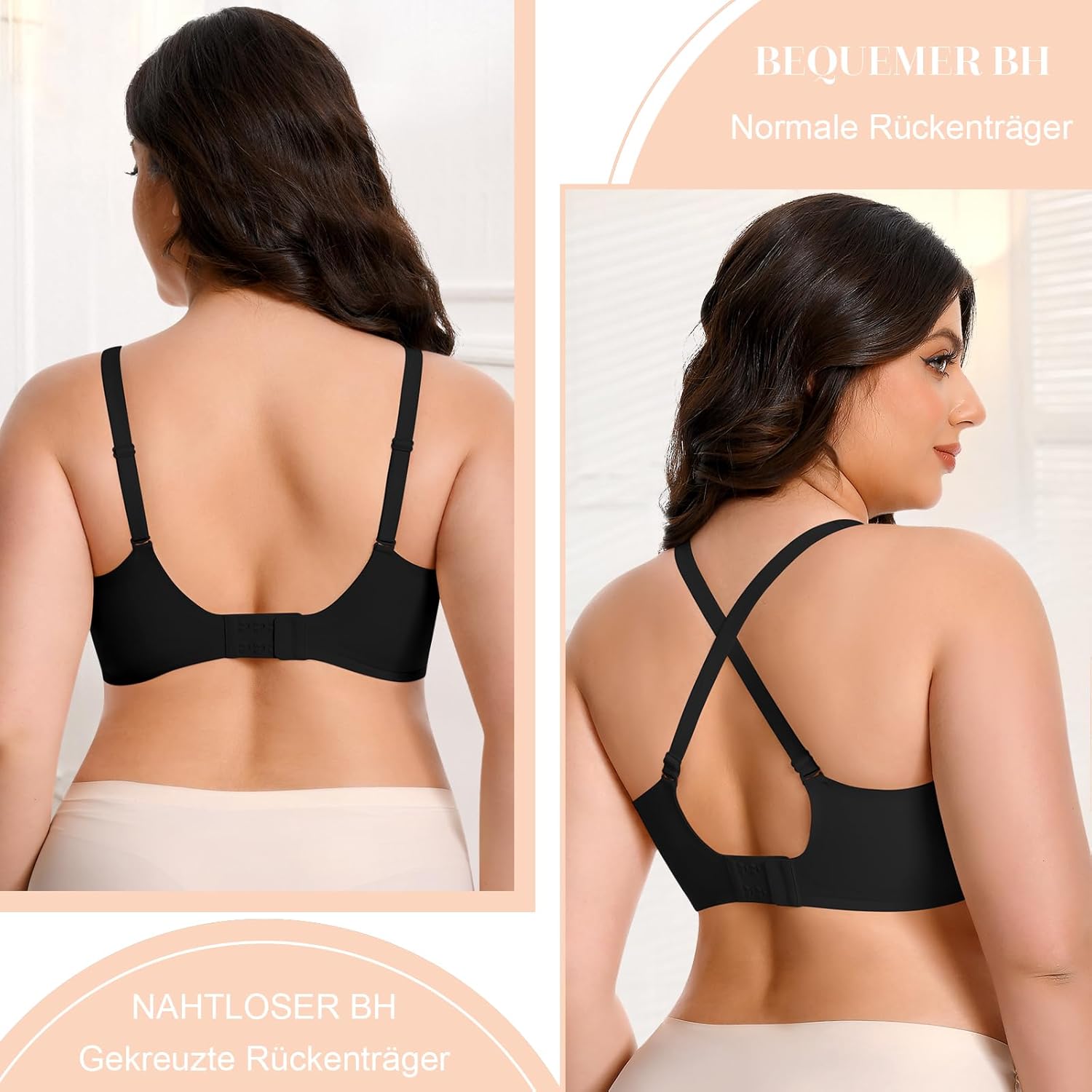 Detalle 2 de Ganado Damen BH Tiefem V-Ausschnitt Nahtloser Bügel-BH ohne Bügel | Push Up Bralette