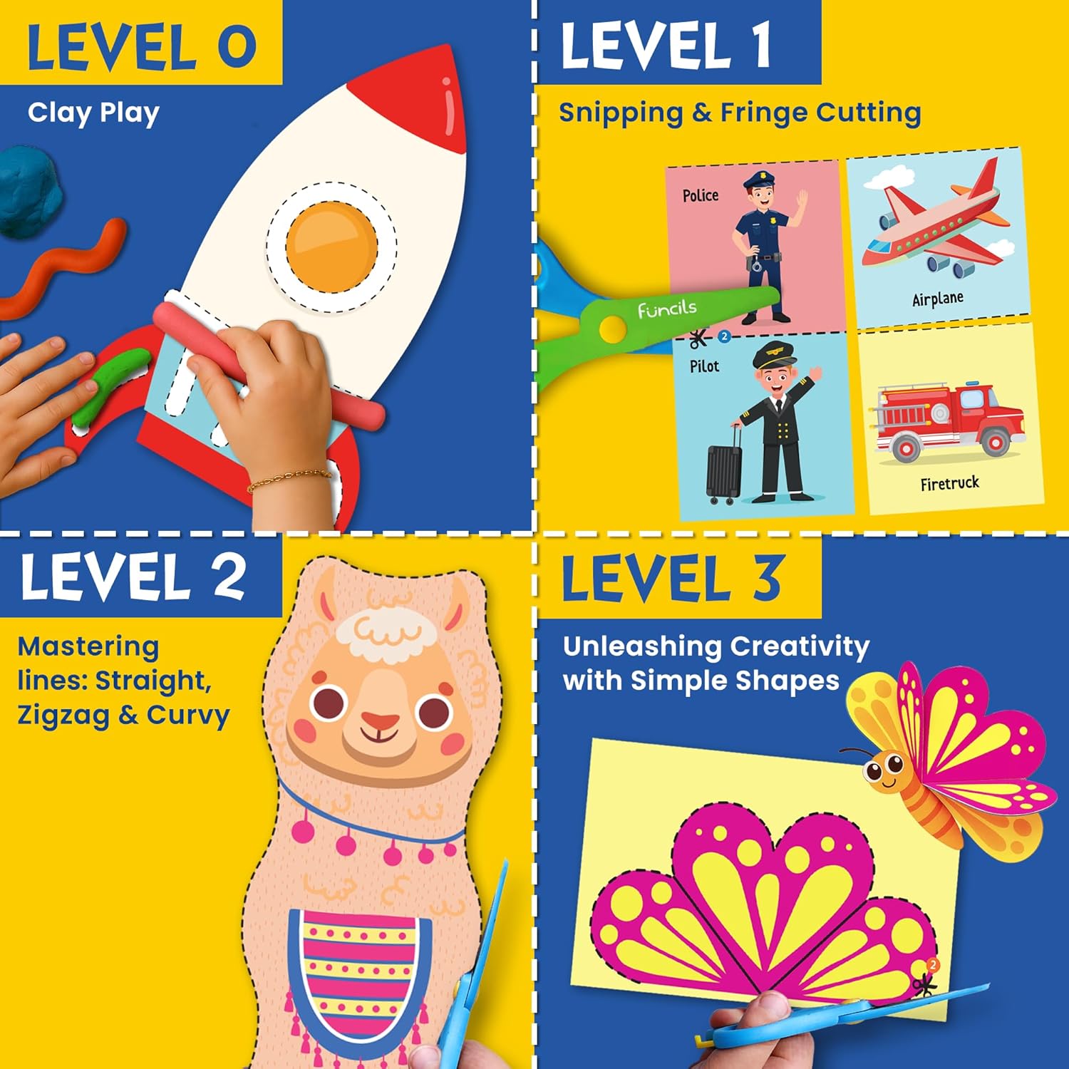 Thumbnail 3 de Funcils Toddler Scissors Skills with Air Clay – 2 Preschool Safety Scissors & Activity Books (ages 3–7)
