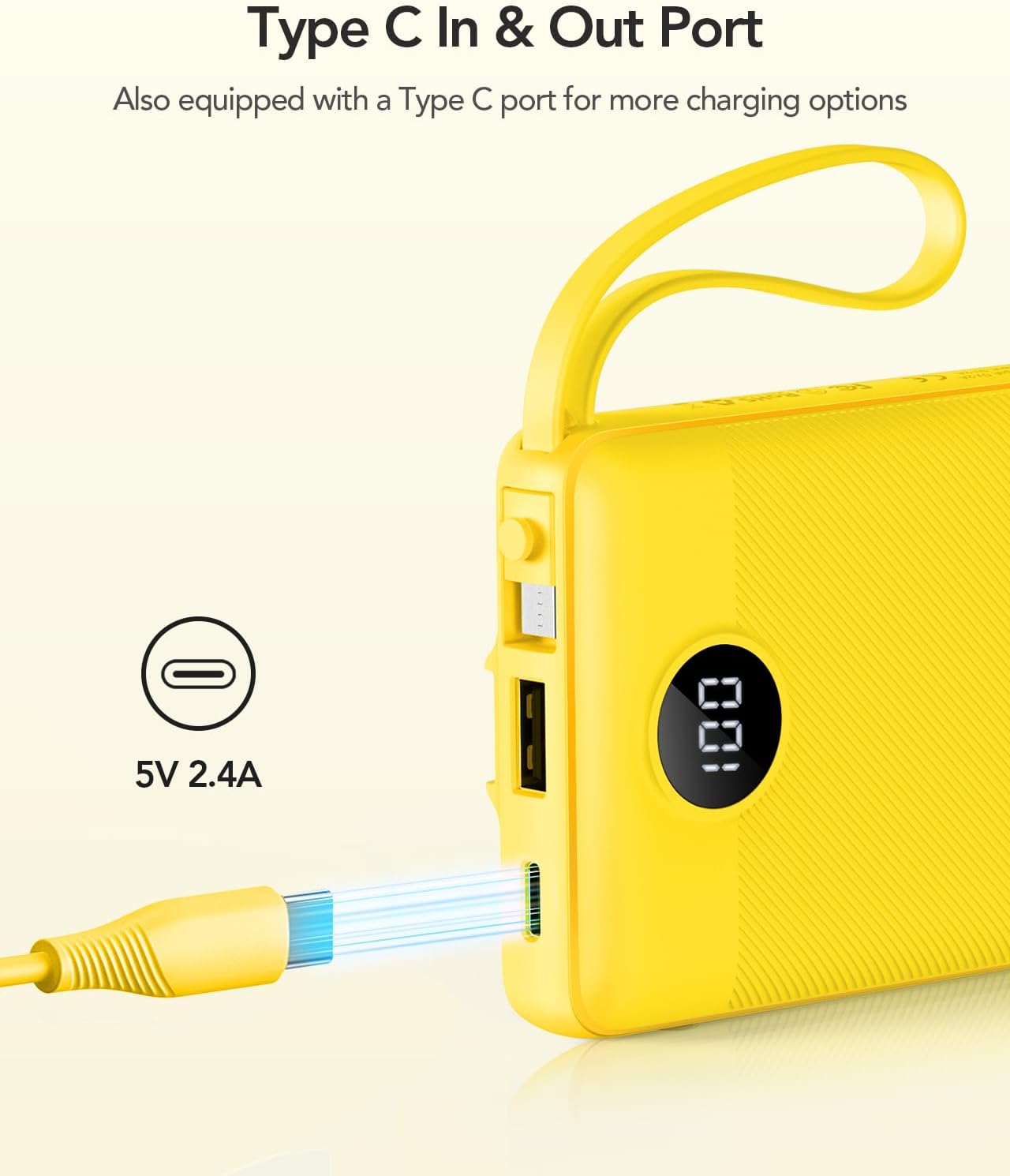 Thumbnail 2 de VRURC T1116 10,000mAh Power Bank with Built-In Cables and LED Display