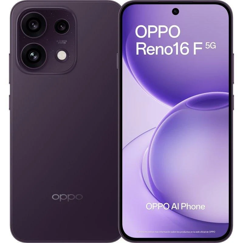 Detalle de OPPO Reno16 F 5G, móvil de 8 GB/256 GB con triple cámara y zoom óptico 3,5x