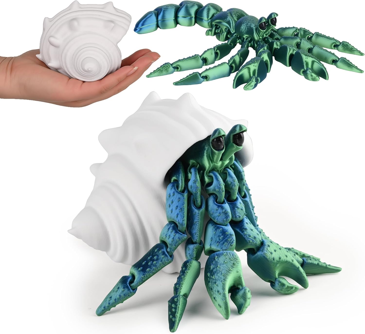 Detalle de meshcraft Teal hermit crab01 3D-Printed Figurine, PLA Desk Toy in Teal