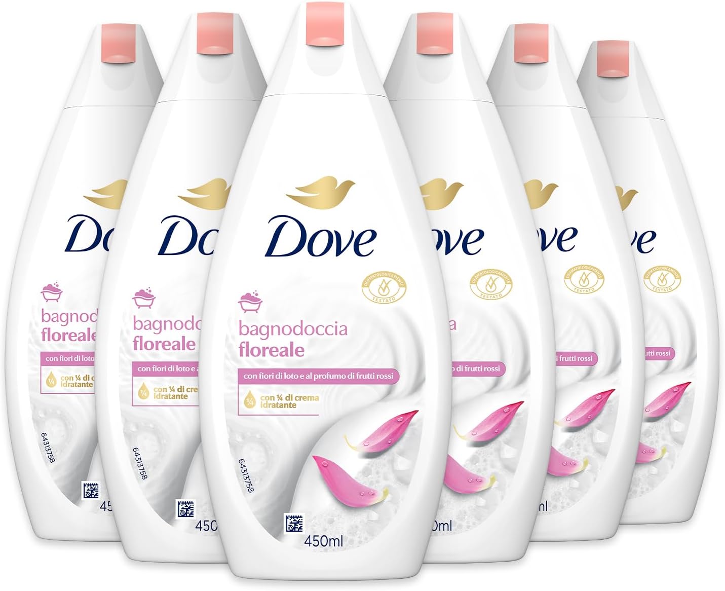 Detalle de Dove Bagnodoccia Floreale Idratante Dermo-Naturale: flore di loto e frutti rossi, confezione riciclata