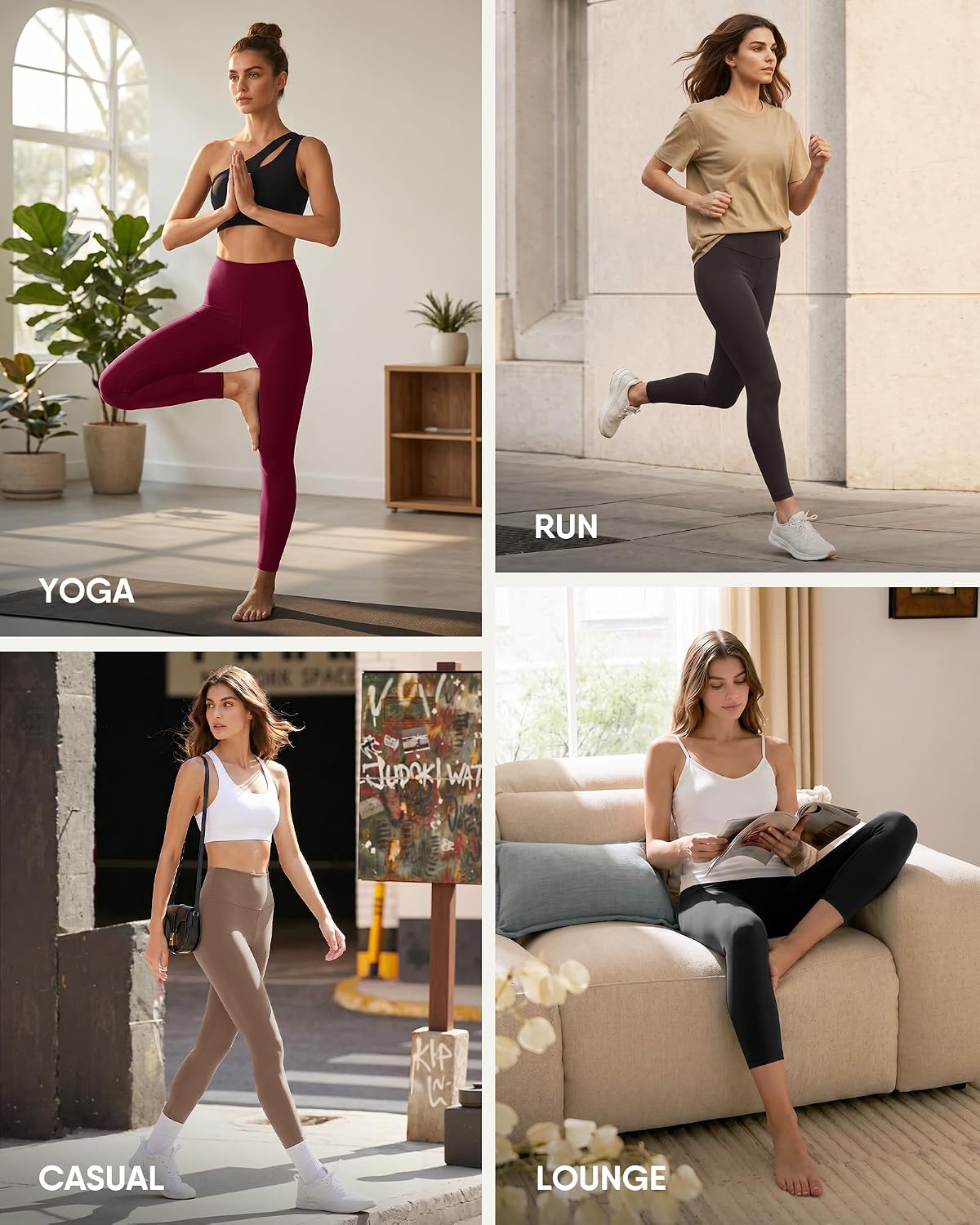 Detalle de ZOOSIXX Buttery Soft Women's Leggings with Pockets, High Waist and 4-Way Stretch