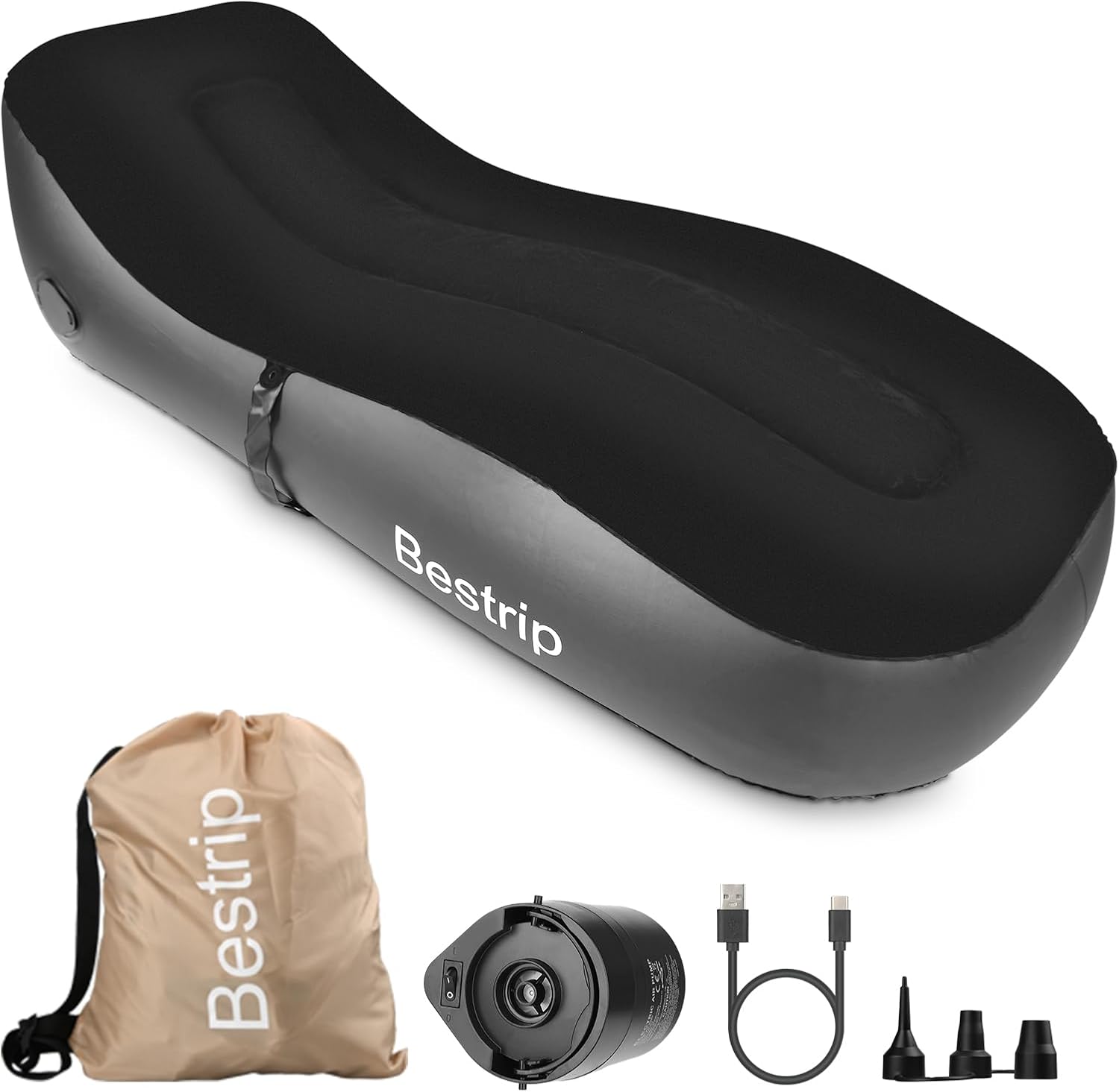 Bestrip Aufblasbares Sofa: Kompaktes Luftbett mit integrierter Pumpe für drinnen & draußen